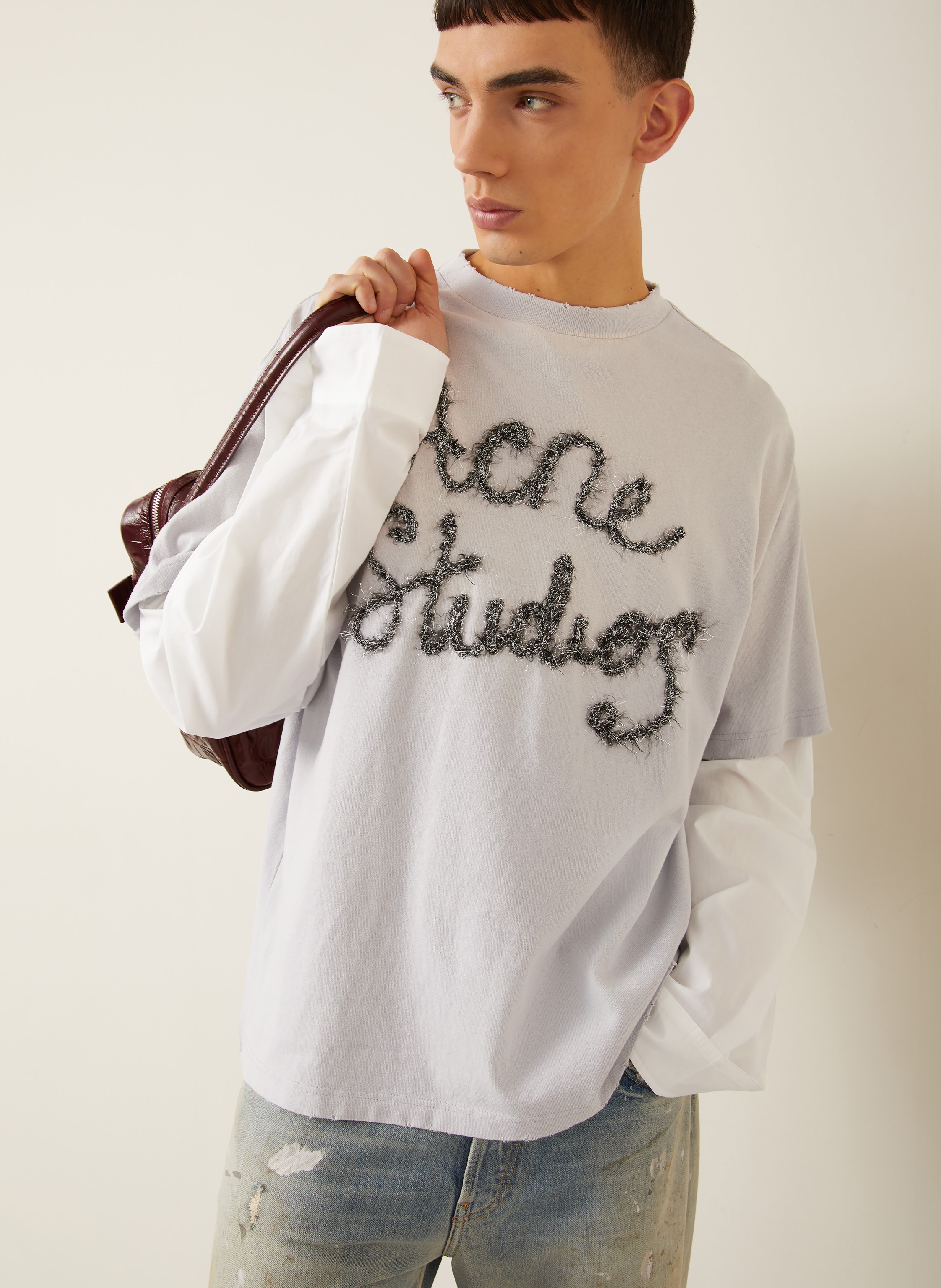 Thumbnail - Acne Studios Longsleeve Mit Glitzergarn blau