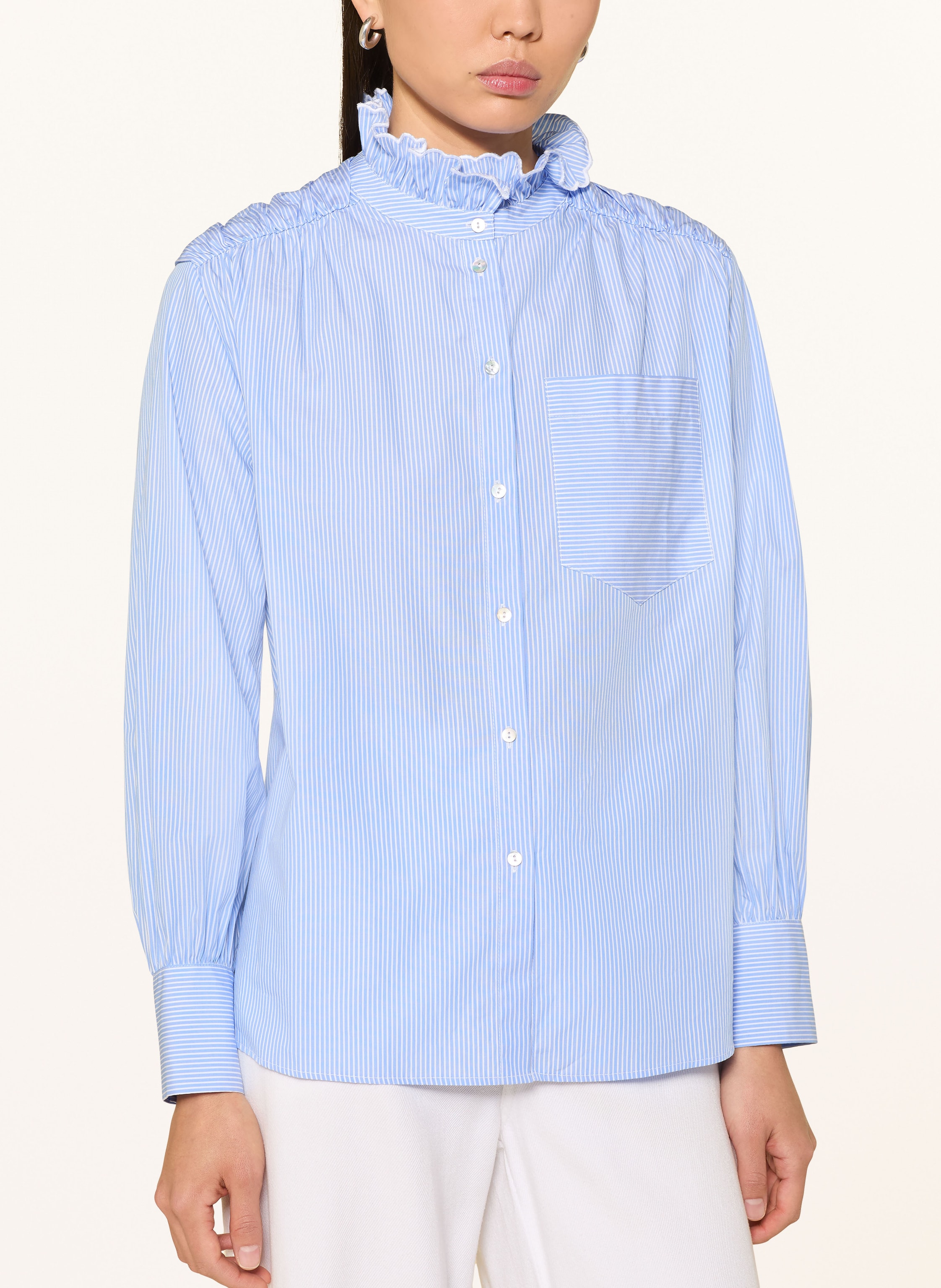 Thumbnail - Rich & Royal Bluse Mit Rüschen blau