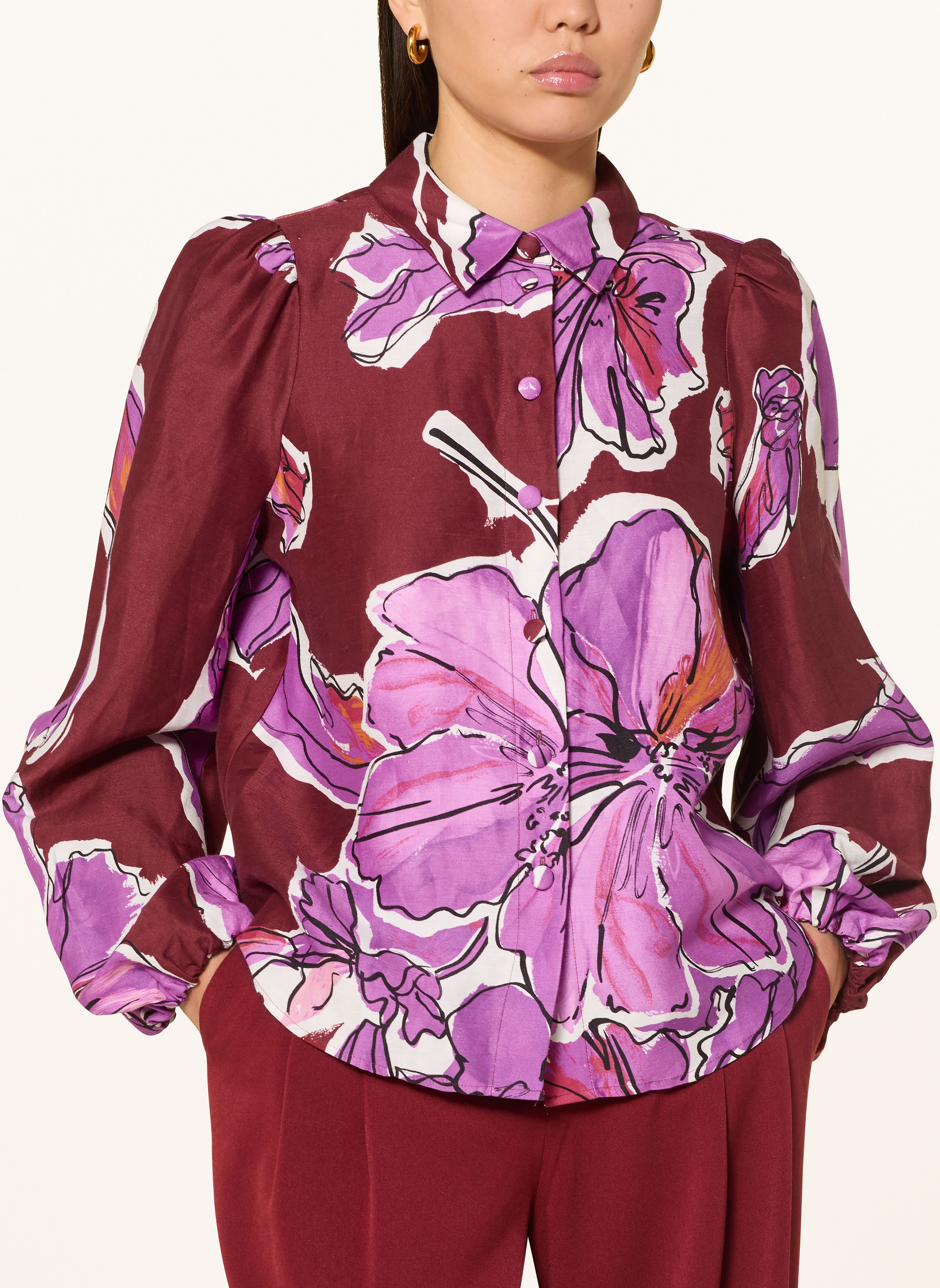 Thumbnail - Rich & Royal Hemdbluse Mit Leinen rot