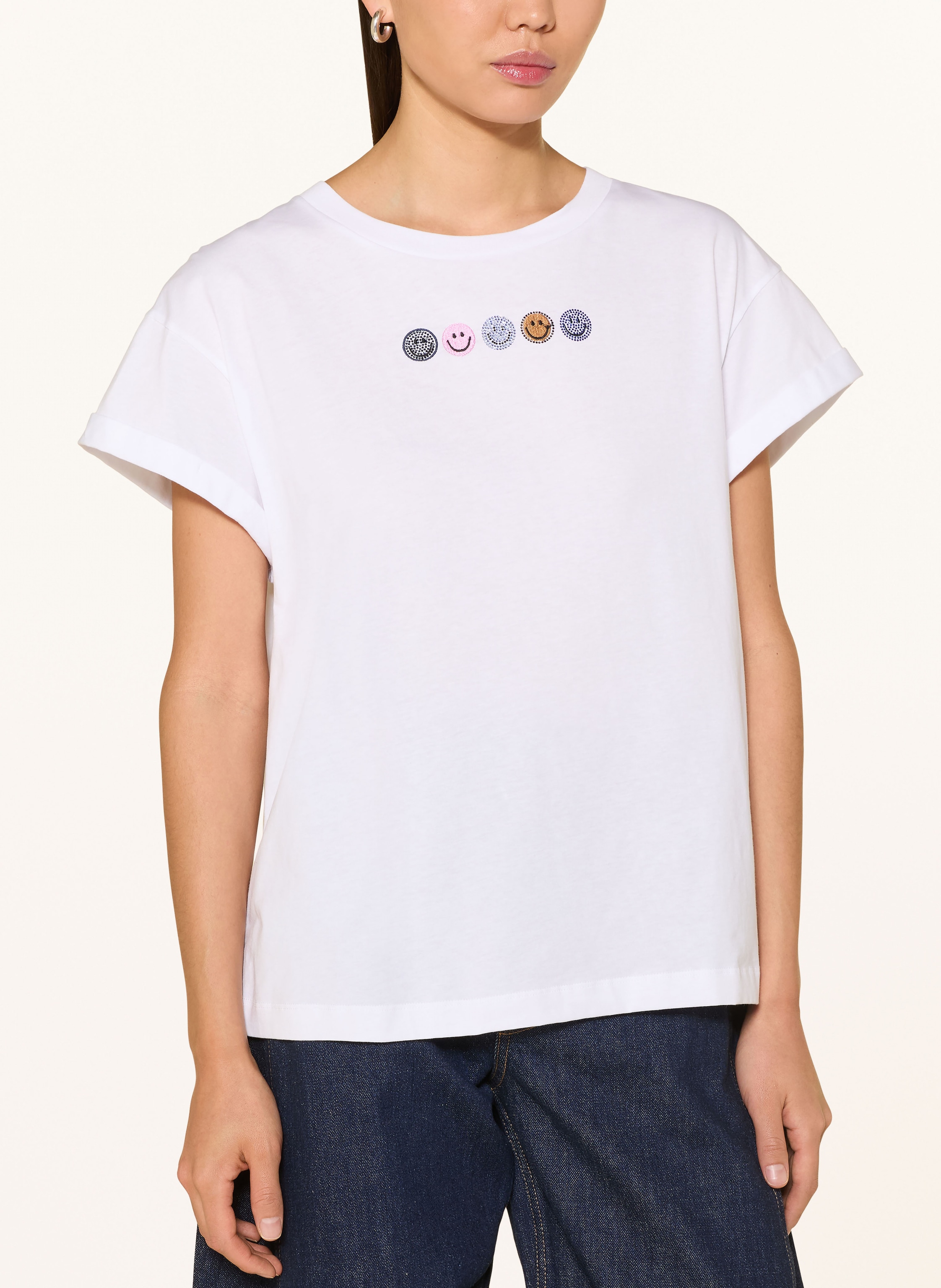 Thumbnail - Rich & Royal T-Shirt Mit Schmucksteinen weiss