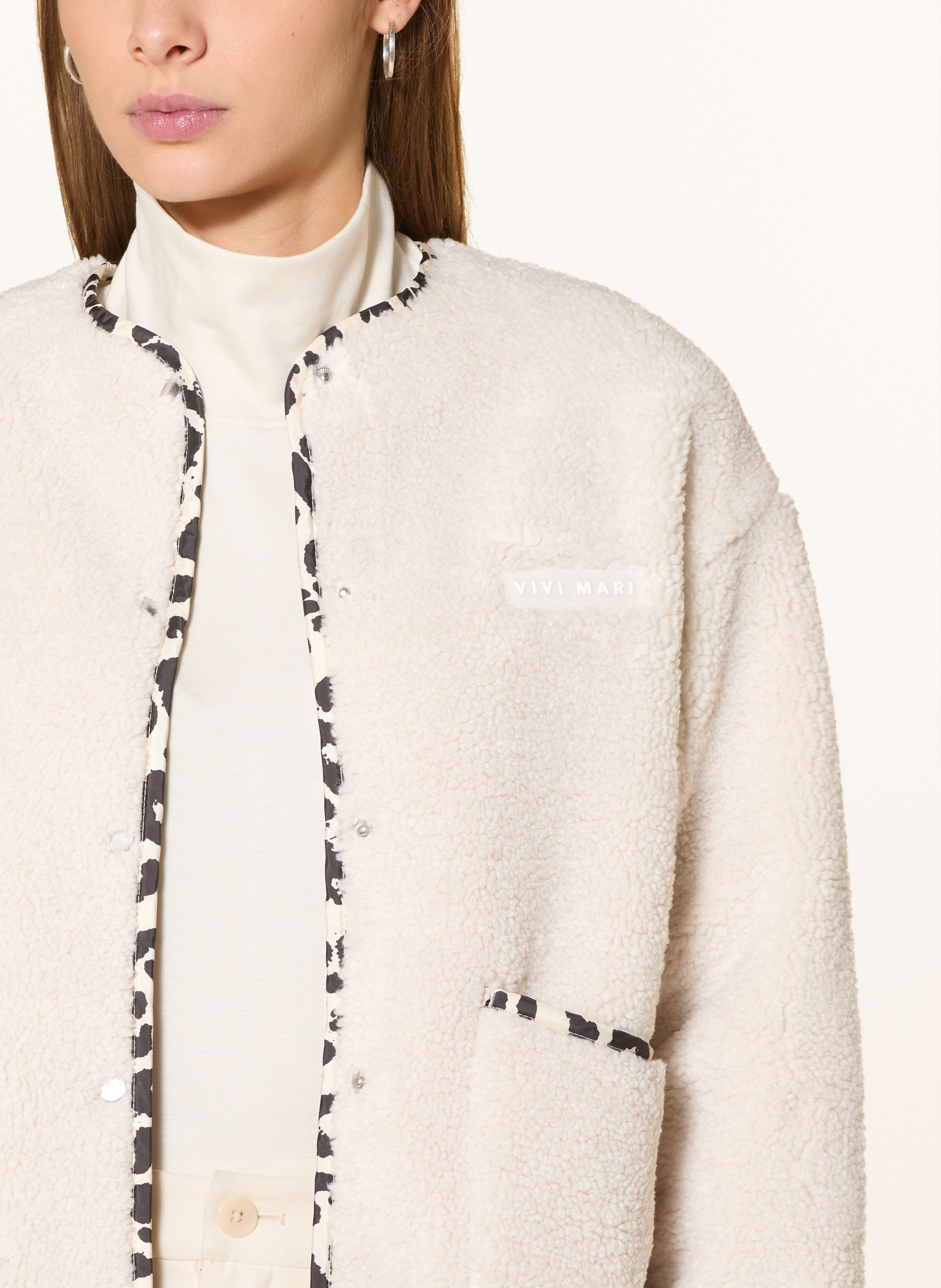 Thumbnail - Vivi Mari Teddyfell-Jacke beige