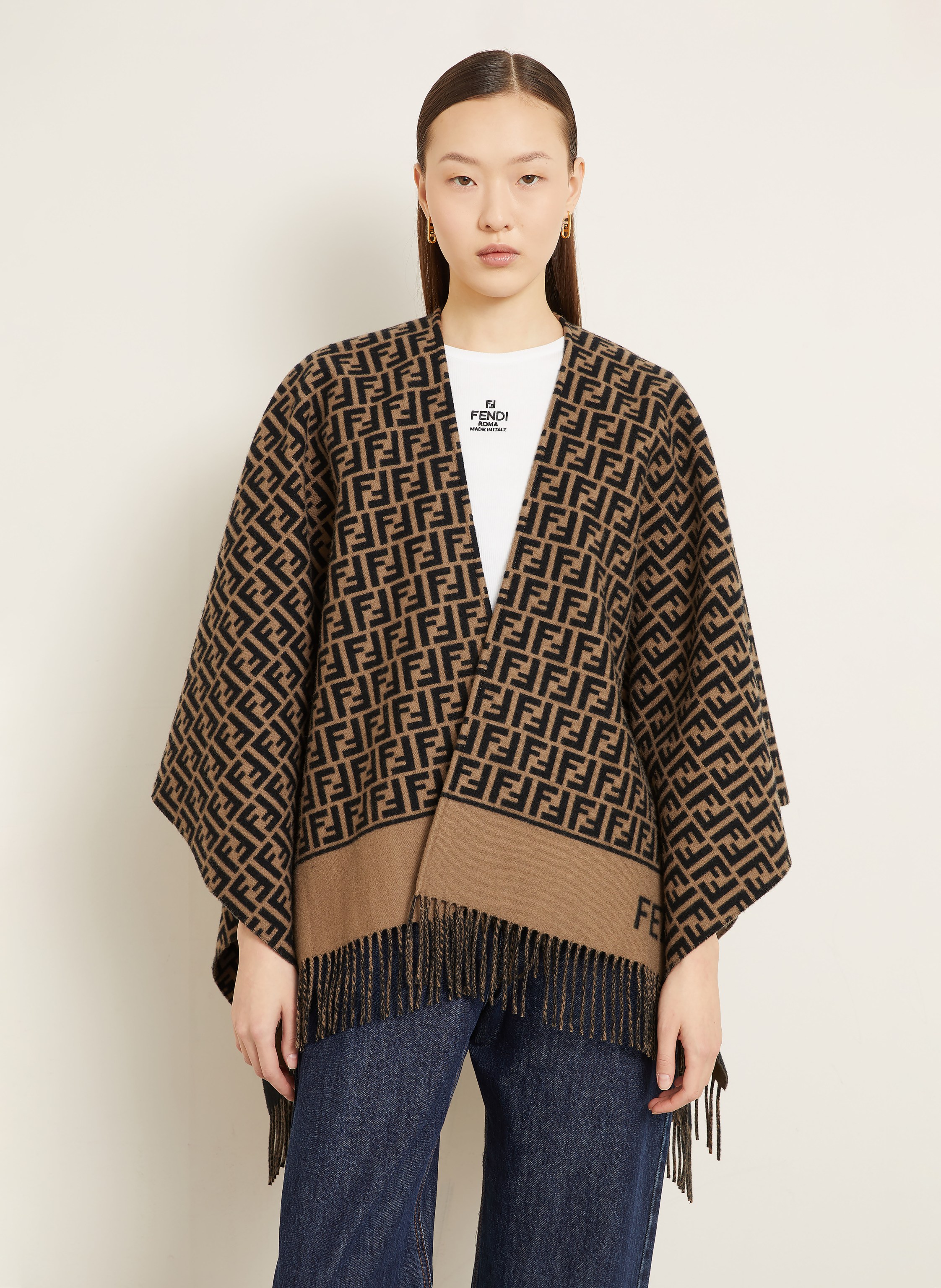 Thumbnail - Fendi Jacquard-Cape braun