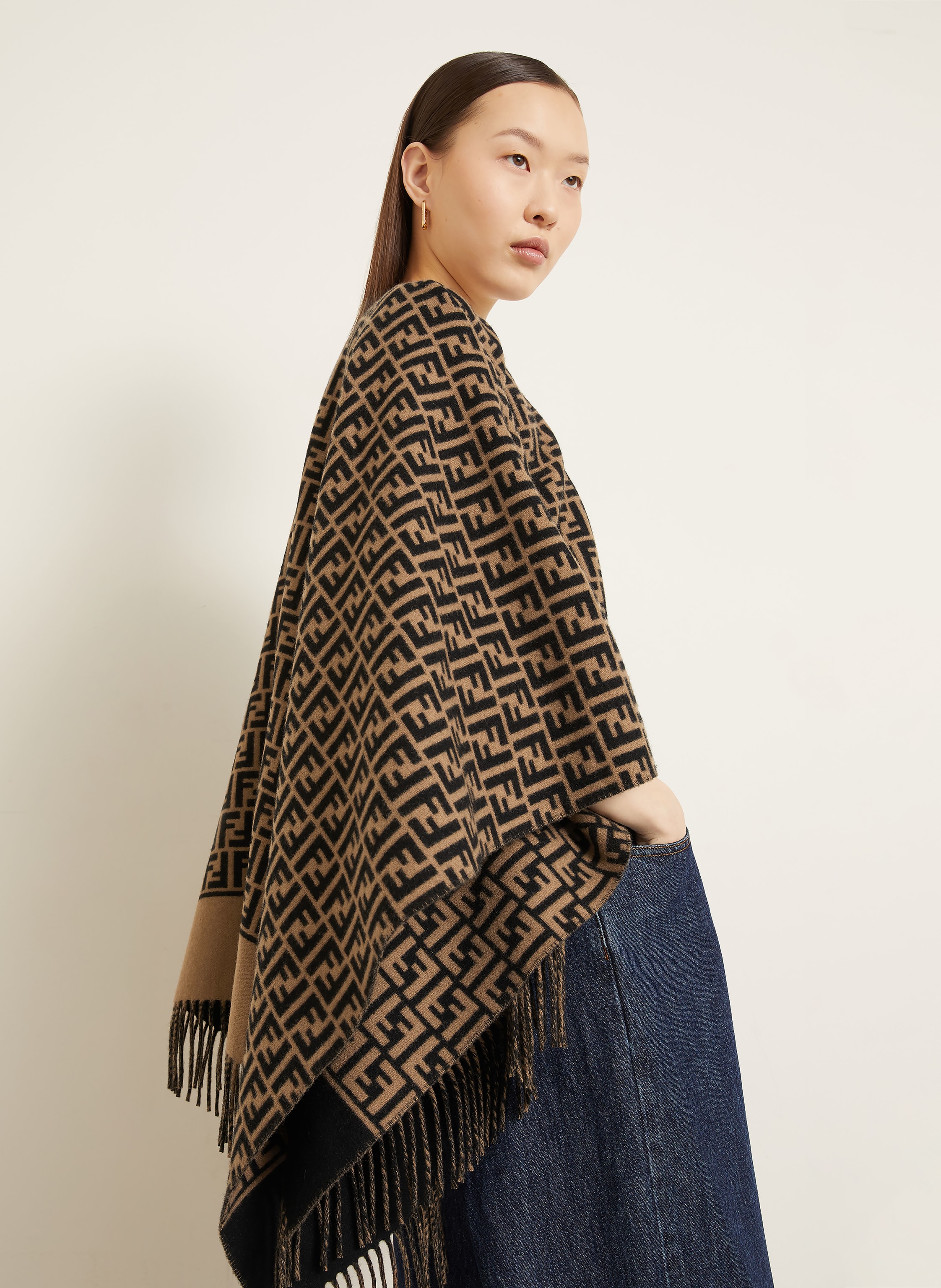 Thumbnail - Fendi Jacquard-Cape braun