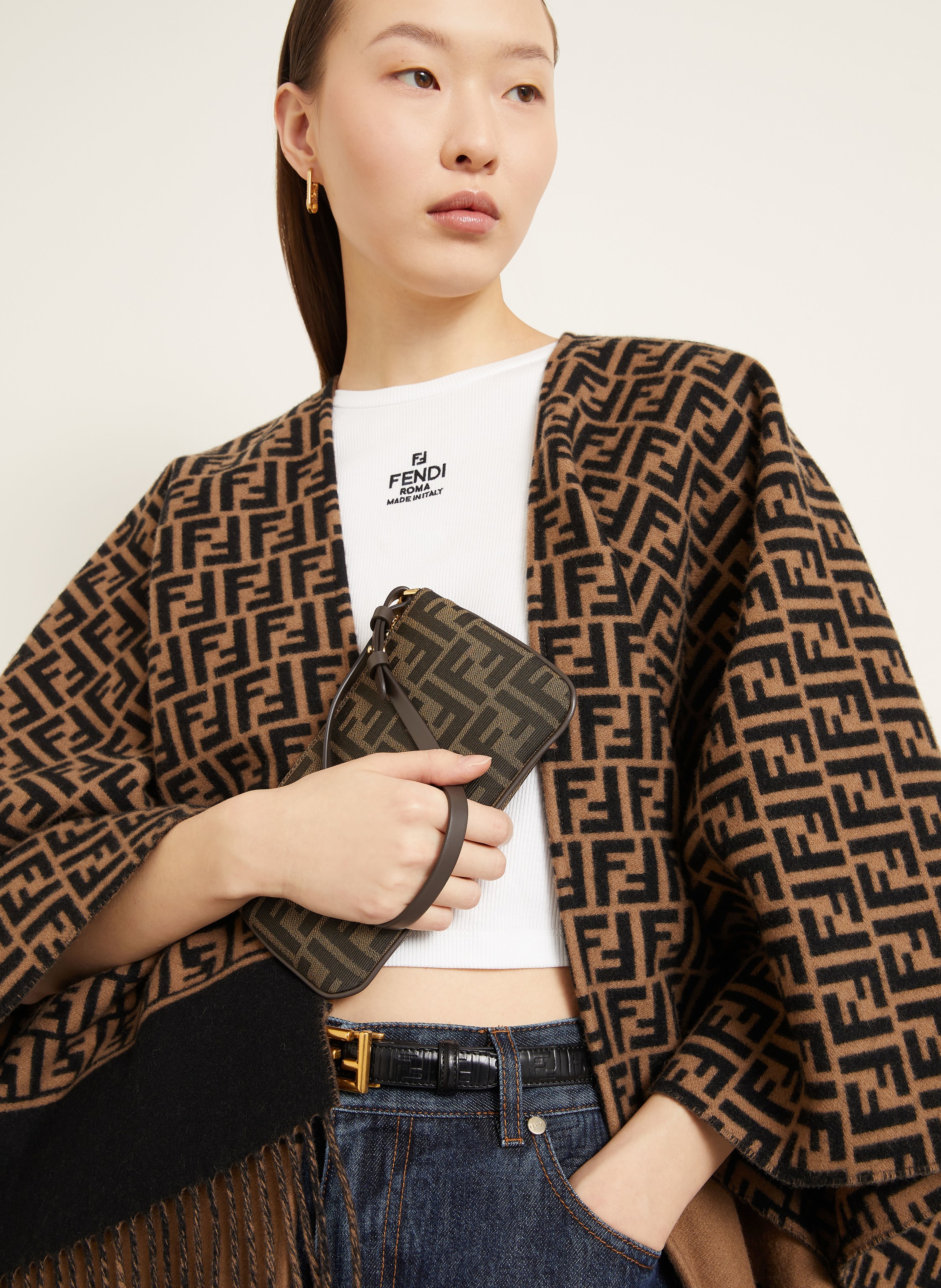 Thumbnail - Fendi Schultertasche Baguette braun