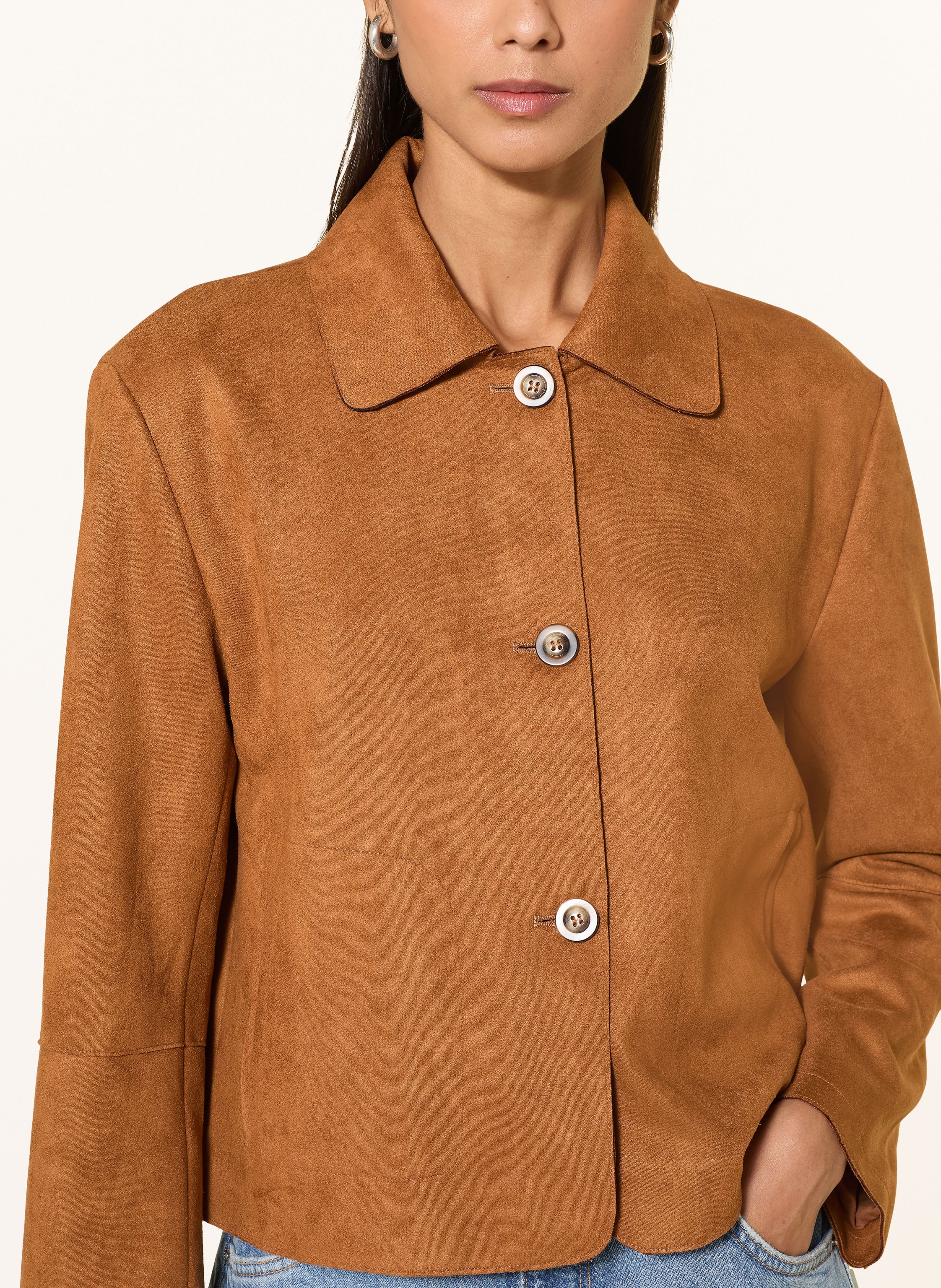 Thumbnail - Darling Harbour Kastenjacke In Lederoptik braun