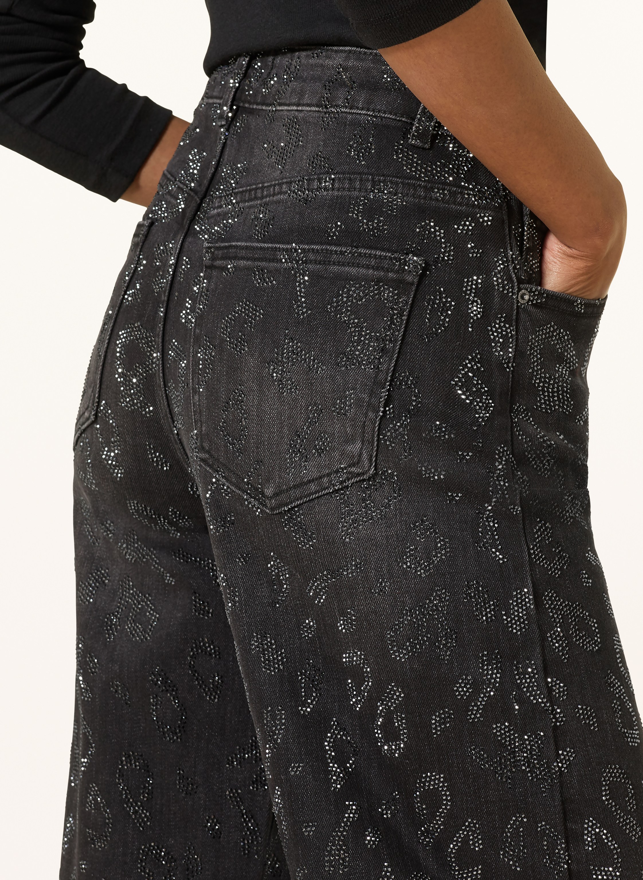 Thumbnail - Miss Goodlife Mom Jeans Mit Schmucksteinen grau