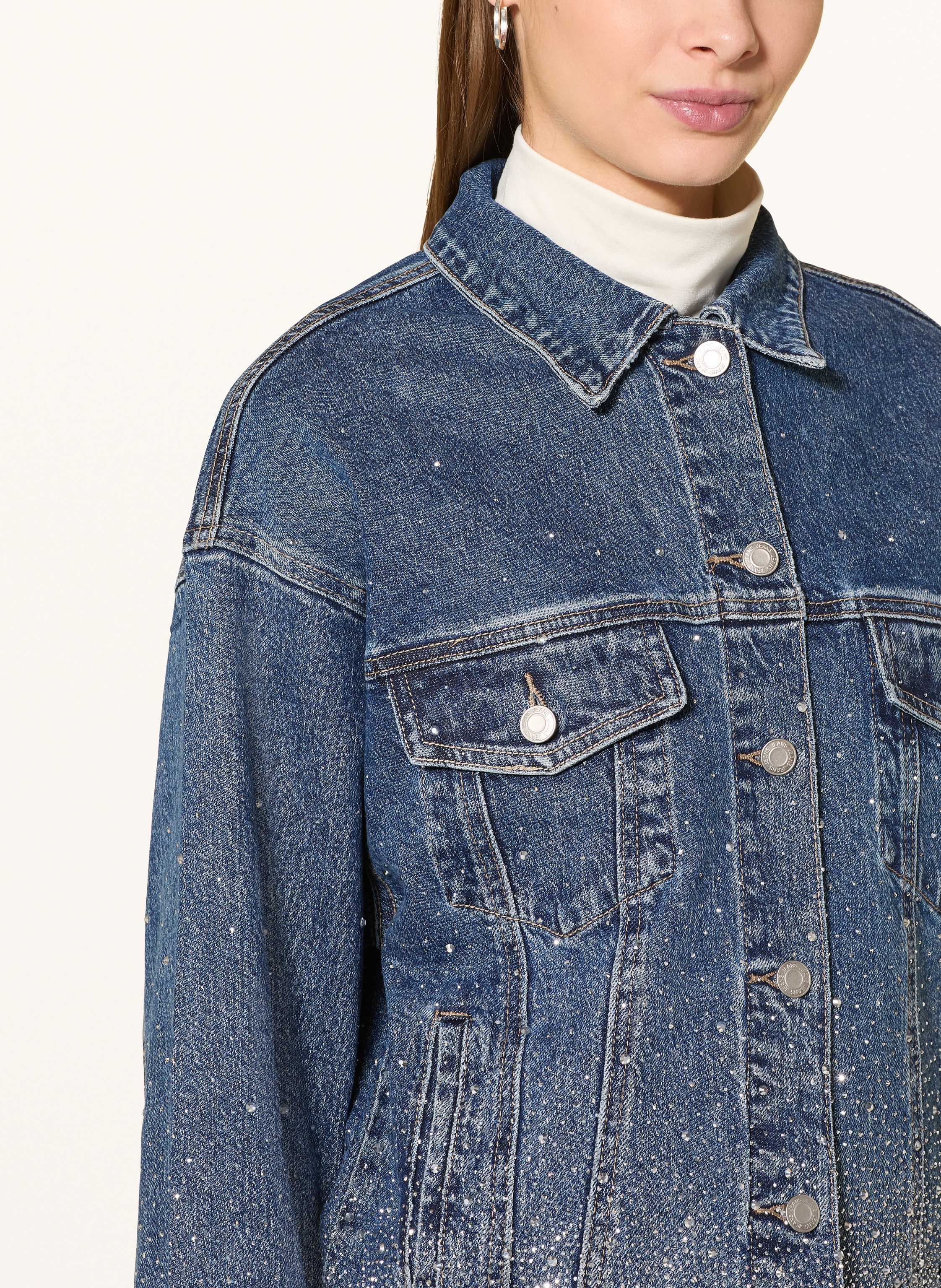 Thumbnail - Miss Goodlife Jeansjacke Mit Schmucksteinen blau