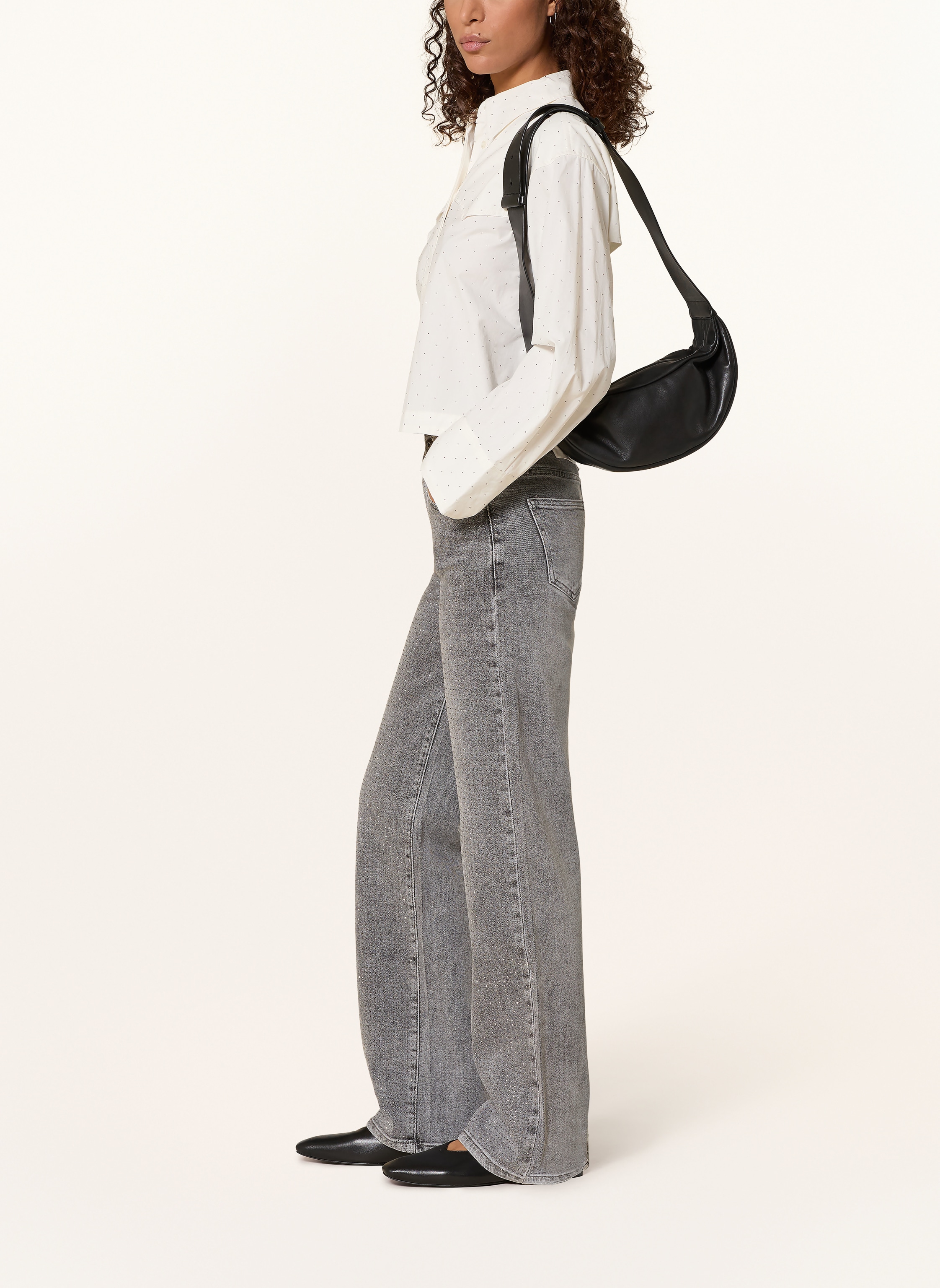 Thumbnail - Miss Goodlife Straight Jeans Mit Schmucksteinen grau