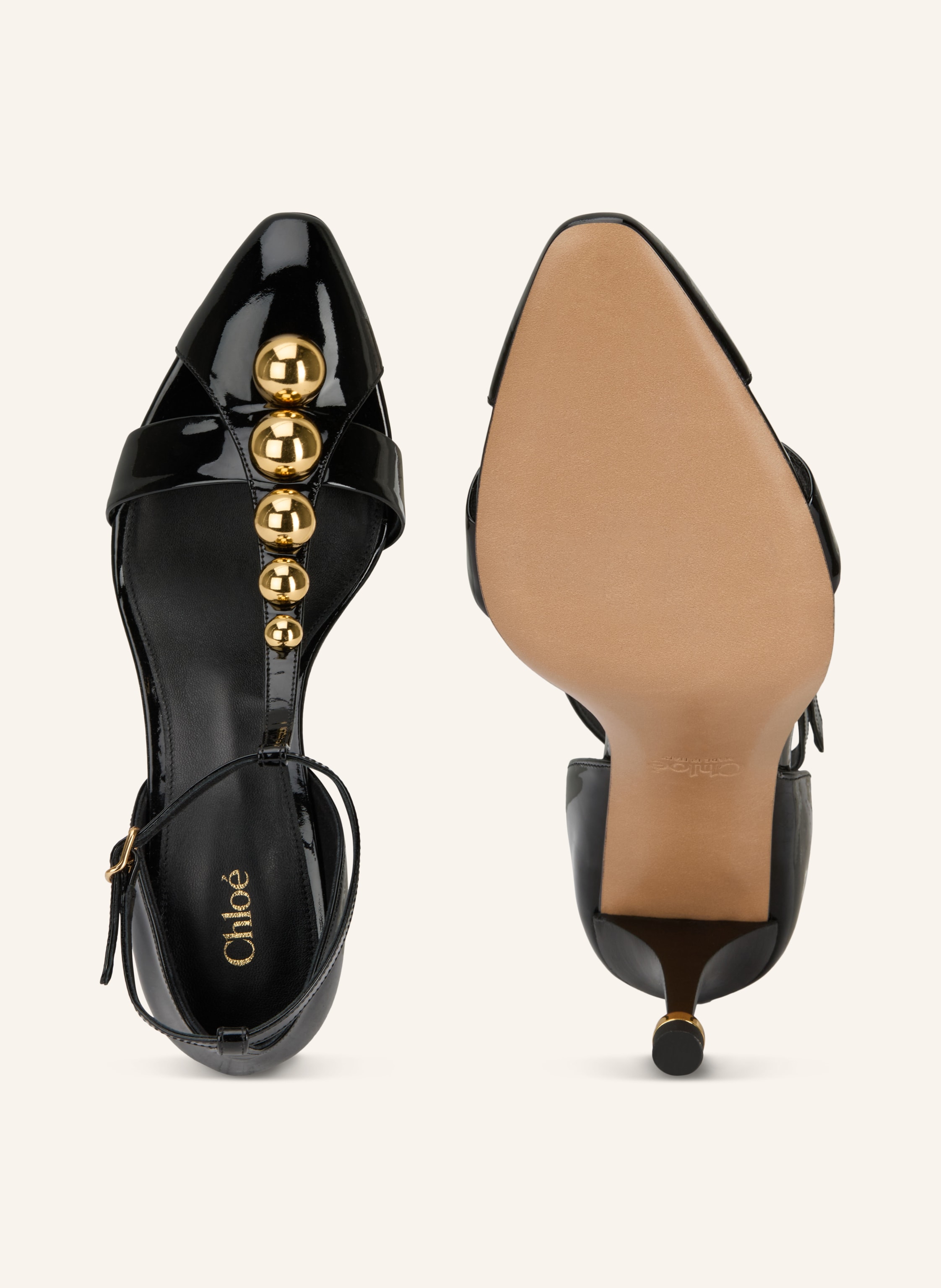 Thumbnail - Chloé Lack-Pumps Mit Nieten schwarz