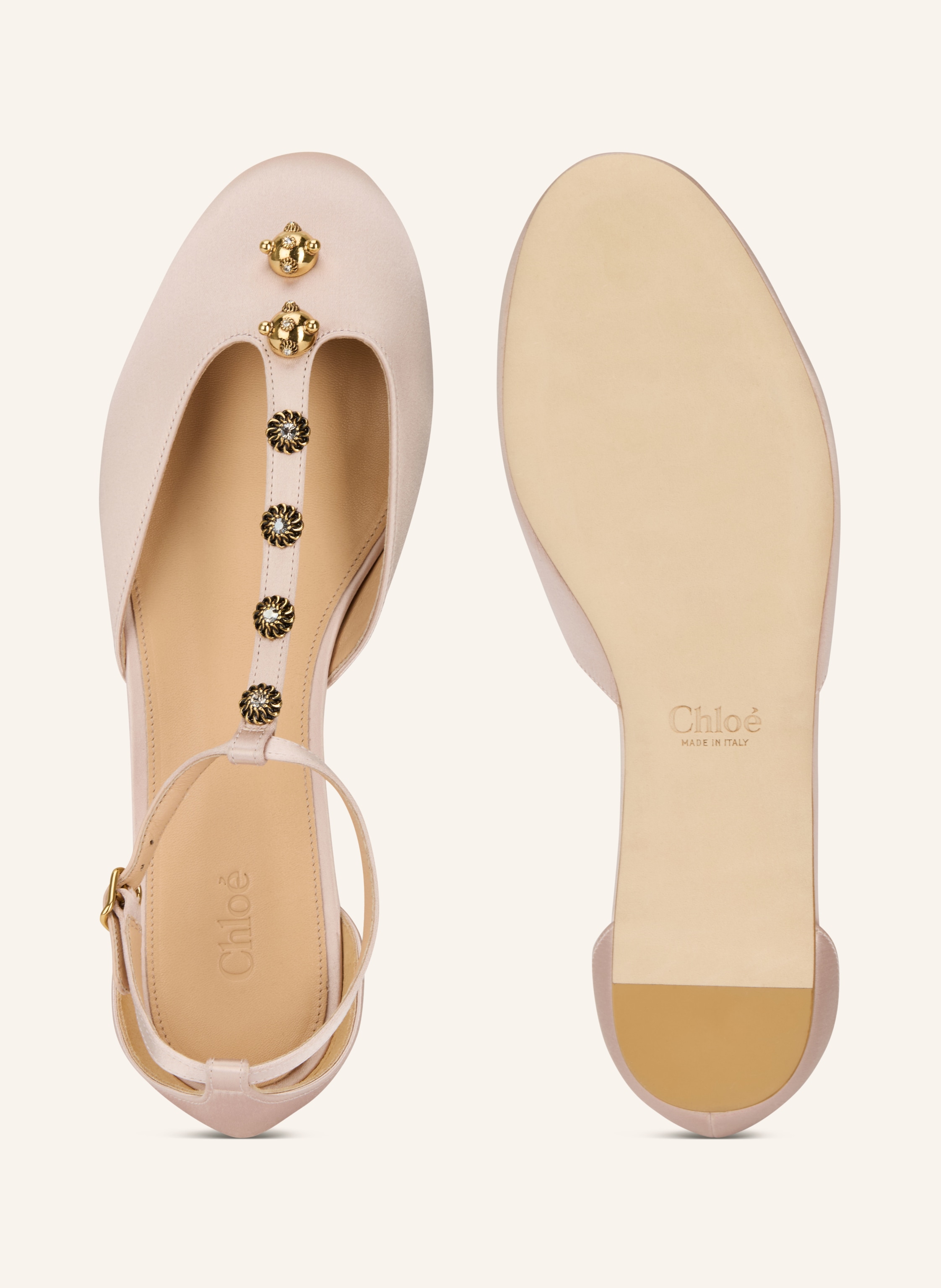 Thumbnail - Chloé Mary-Jane-Ballerinas Celeste Mit Nieten Und Schmucksteinen rosa