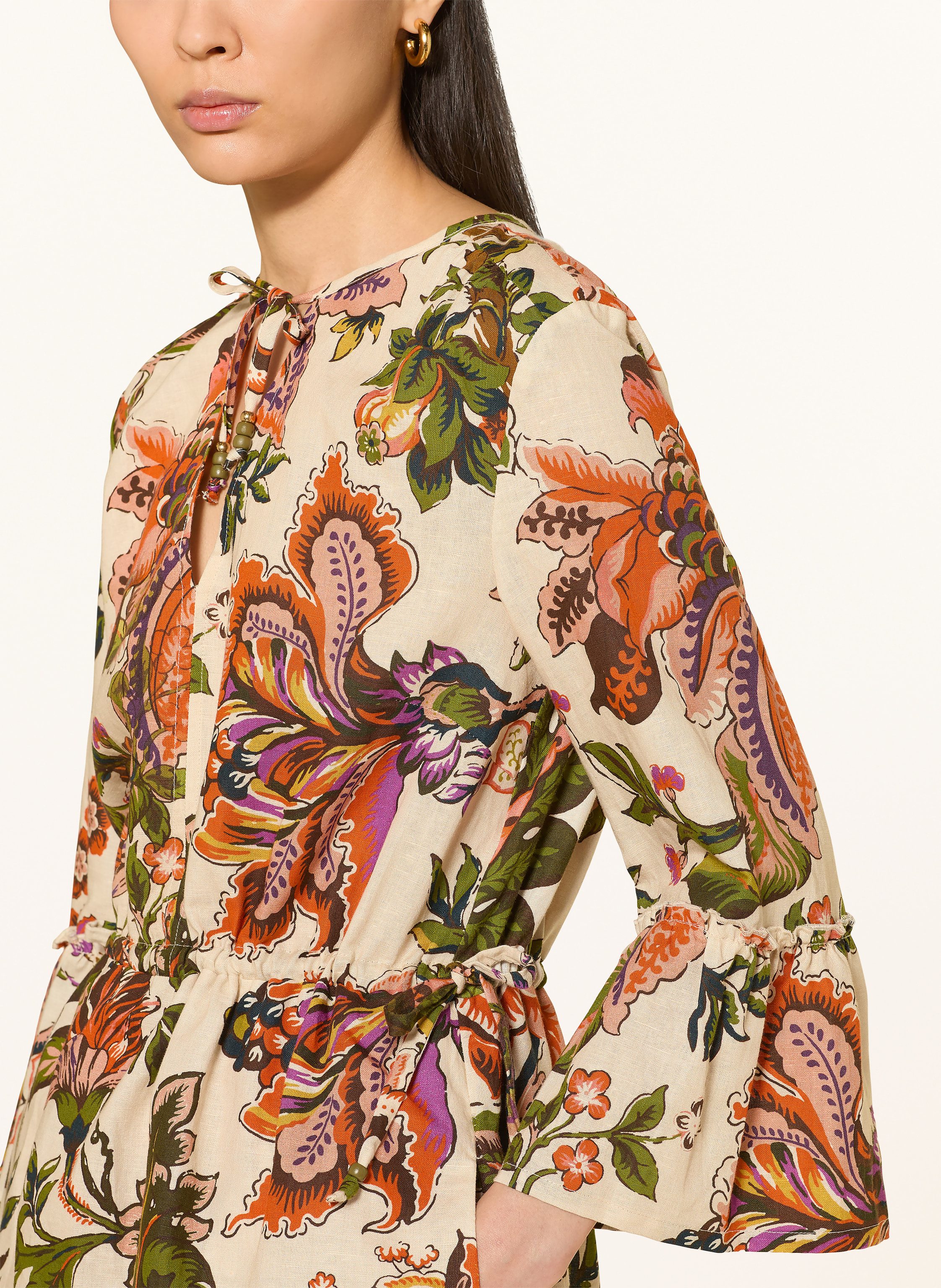 Thumbnail - Lilienfels Kleid Mit Leinen Und Rüschen weiss