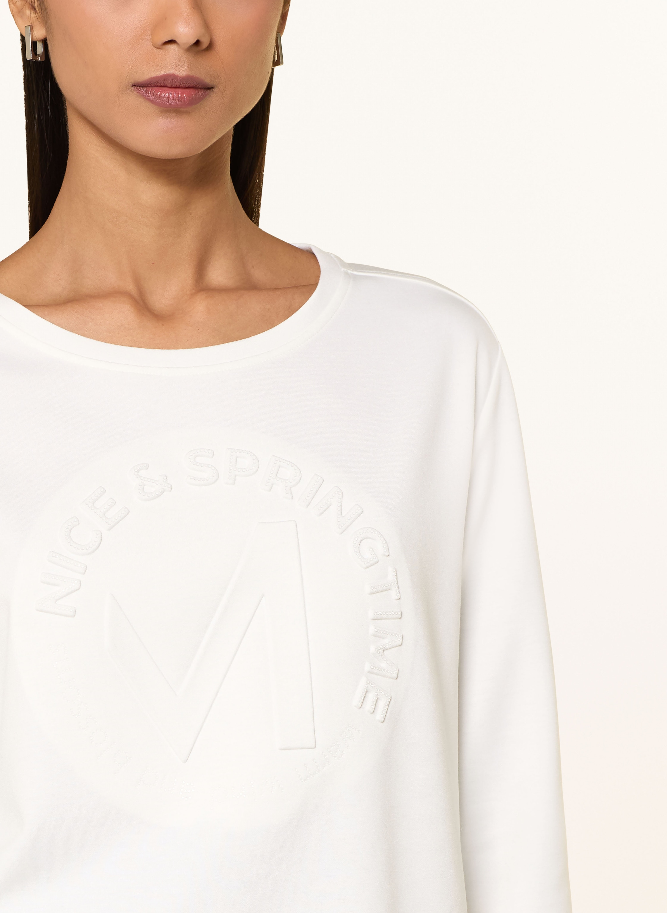 Thumbnail - Monari Longsleeve Mit 3/4-Arm Und Schmucksteinen weiss