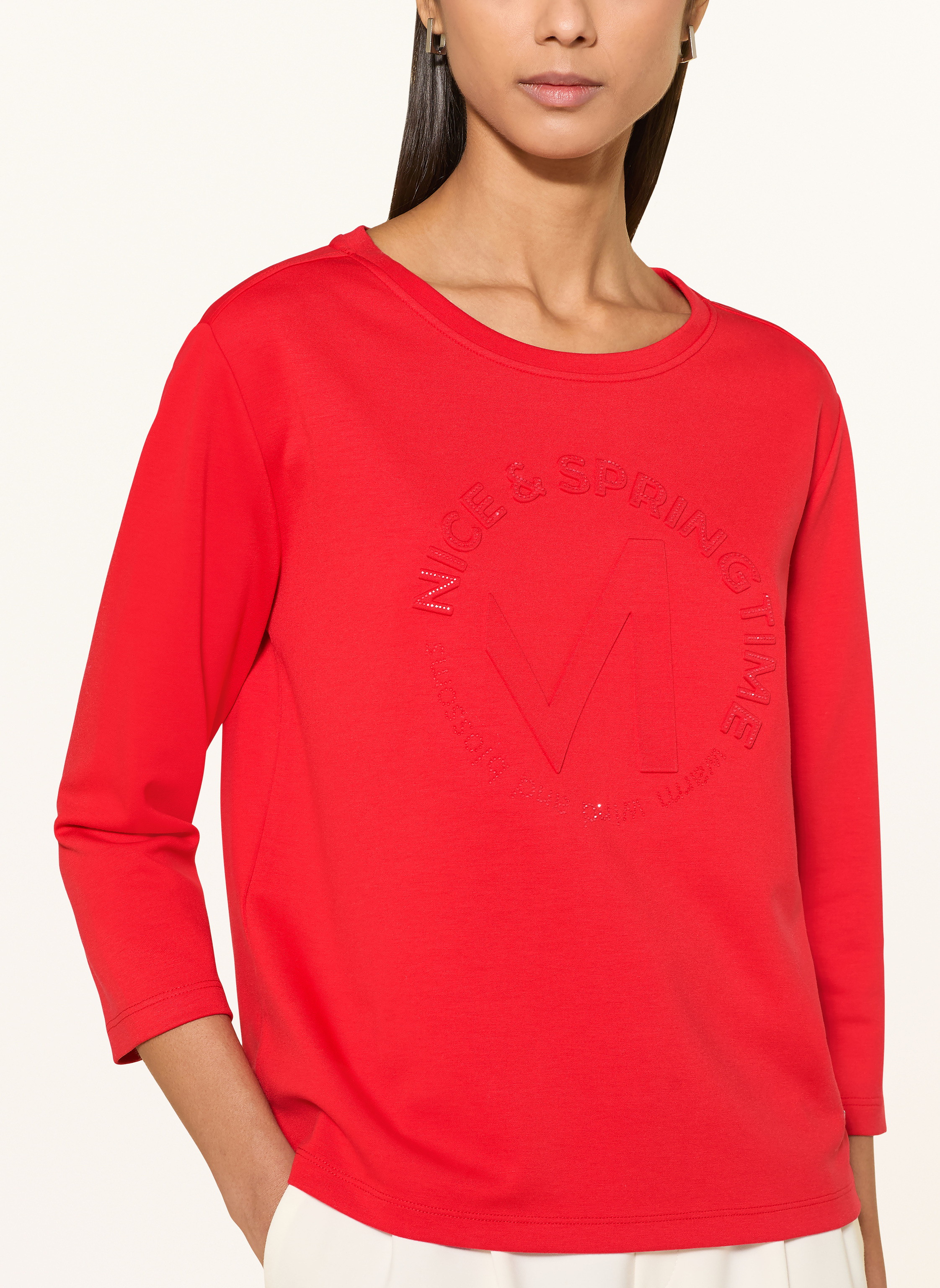 Thumbnail - Monari Longsleeve Mit 3/4-Arm Und Schmucksteinen rot