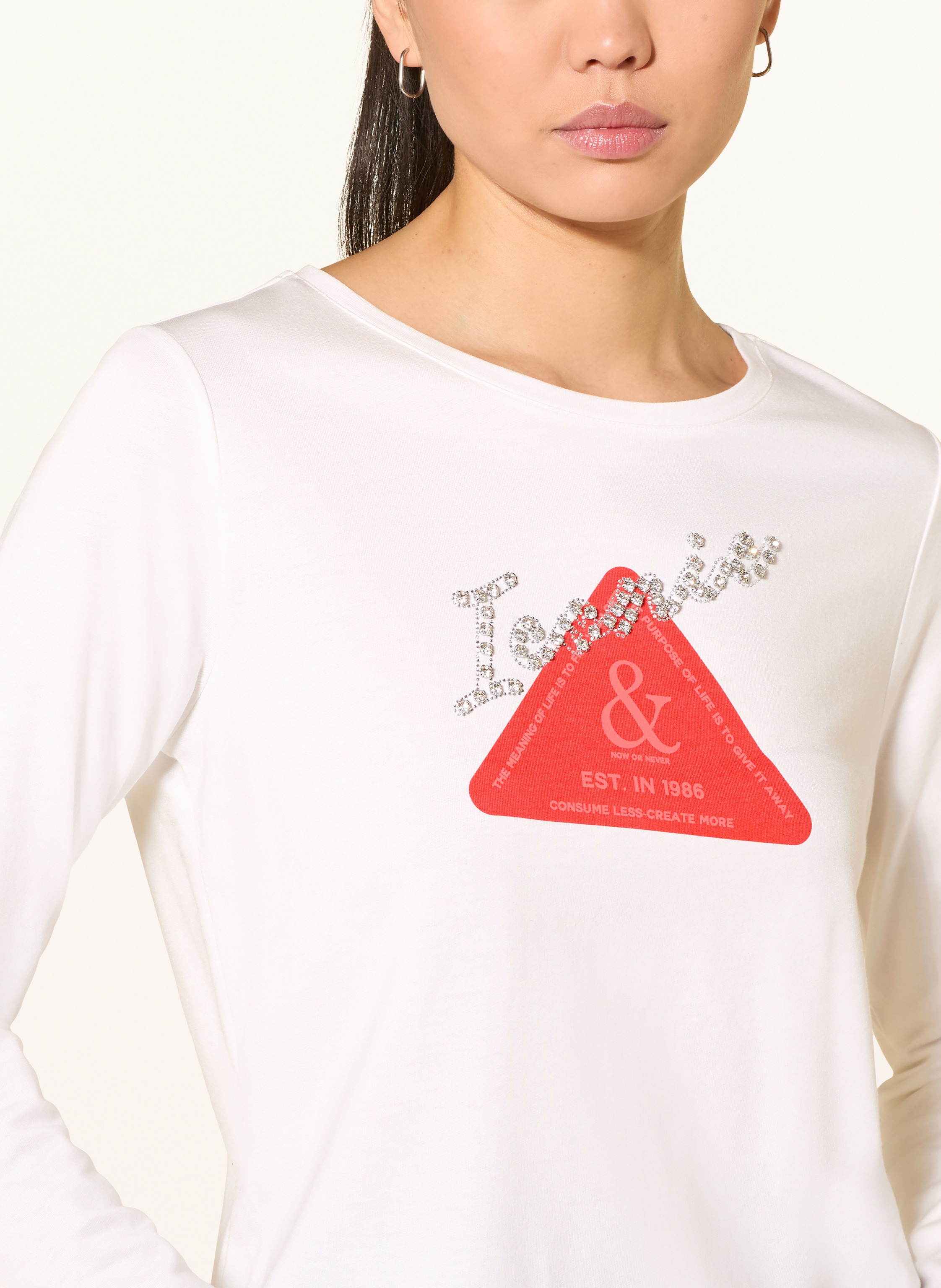 Thumbnail - Monari Longsleeve Mit Schmucksteinen weiss