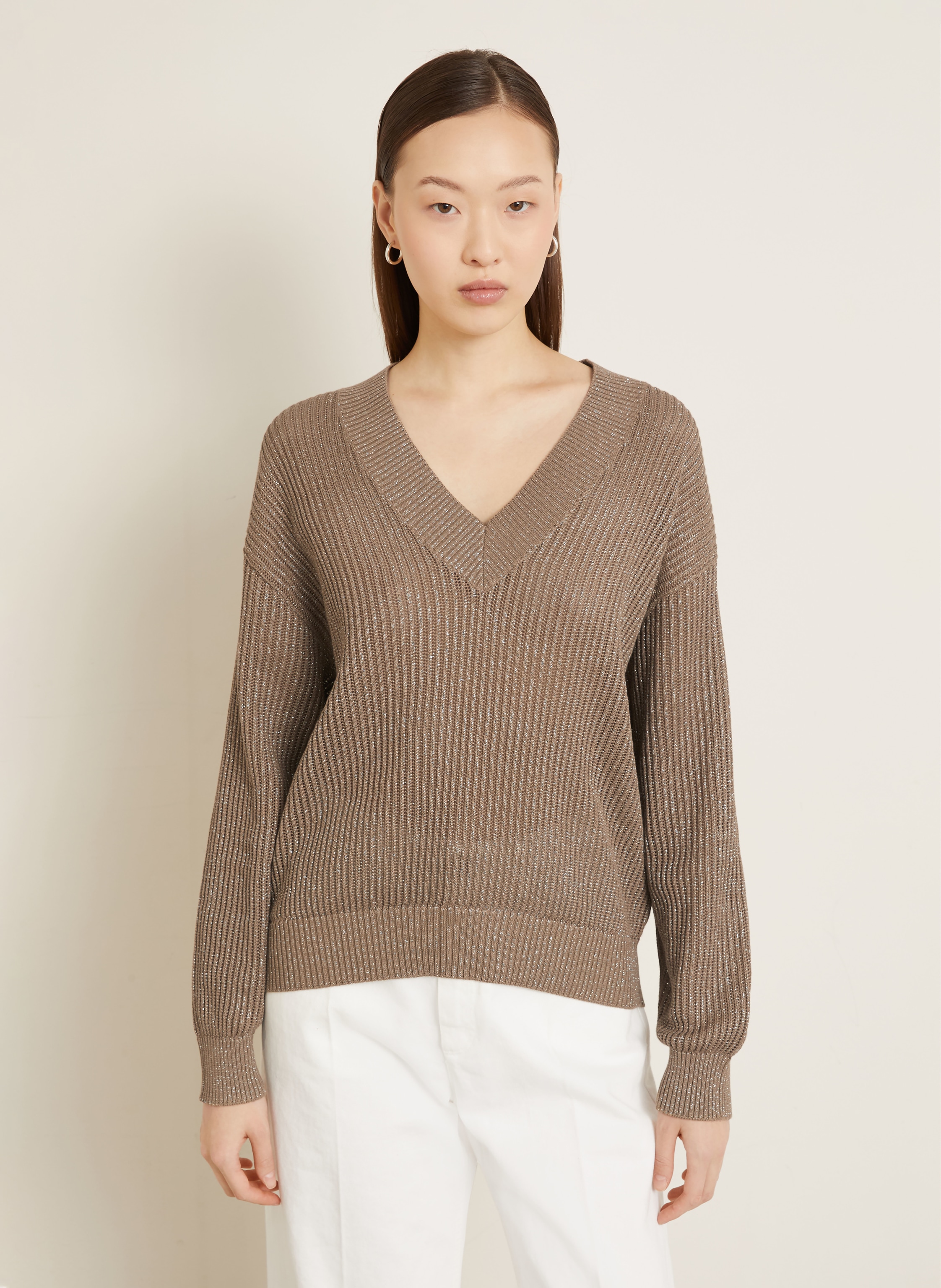 Thumbnail - Brunello Cucinelli Pullover Mit Glitzergarn braun