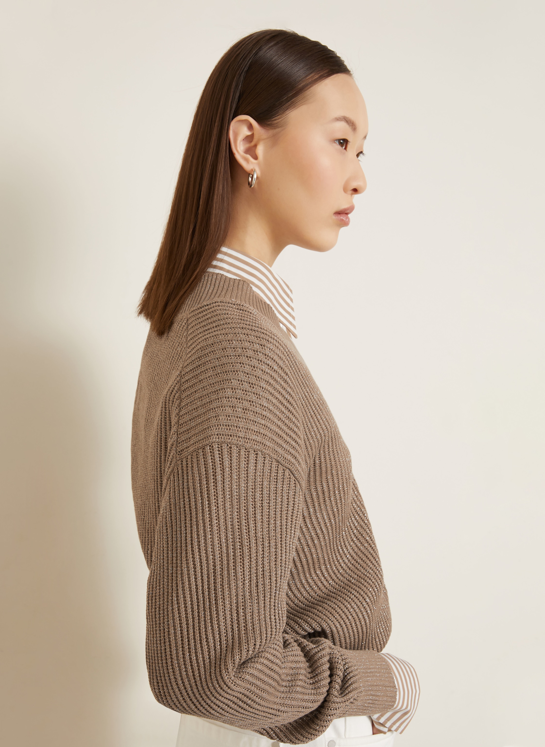 Thumbnail - Brunello Cucinelli Pullover Mit Glitzergarn braun