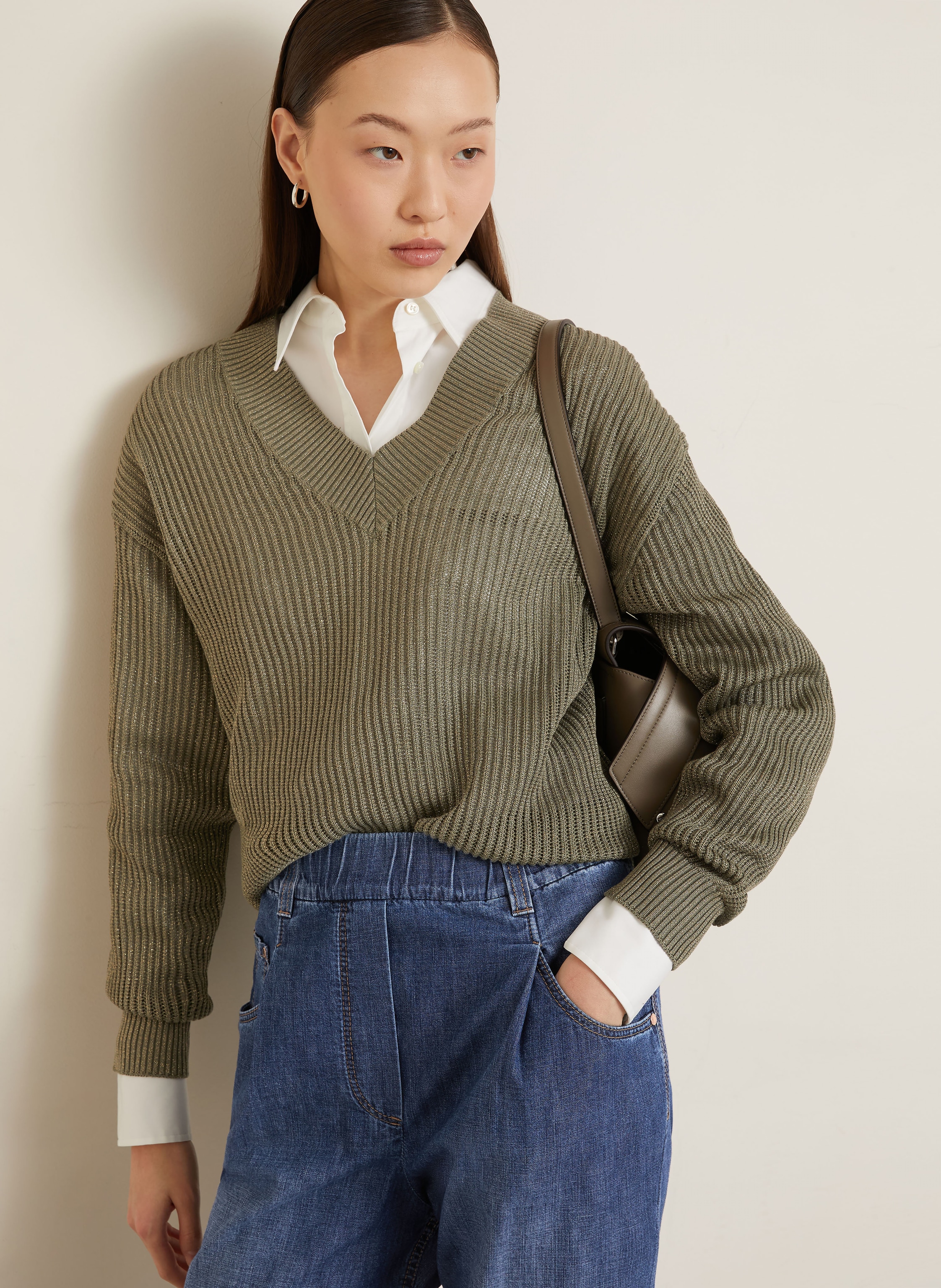 Thumbnail - Brunello Cucinelli Pullover Mit Glitzergarn gruen