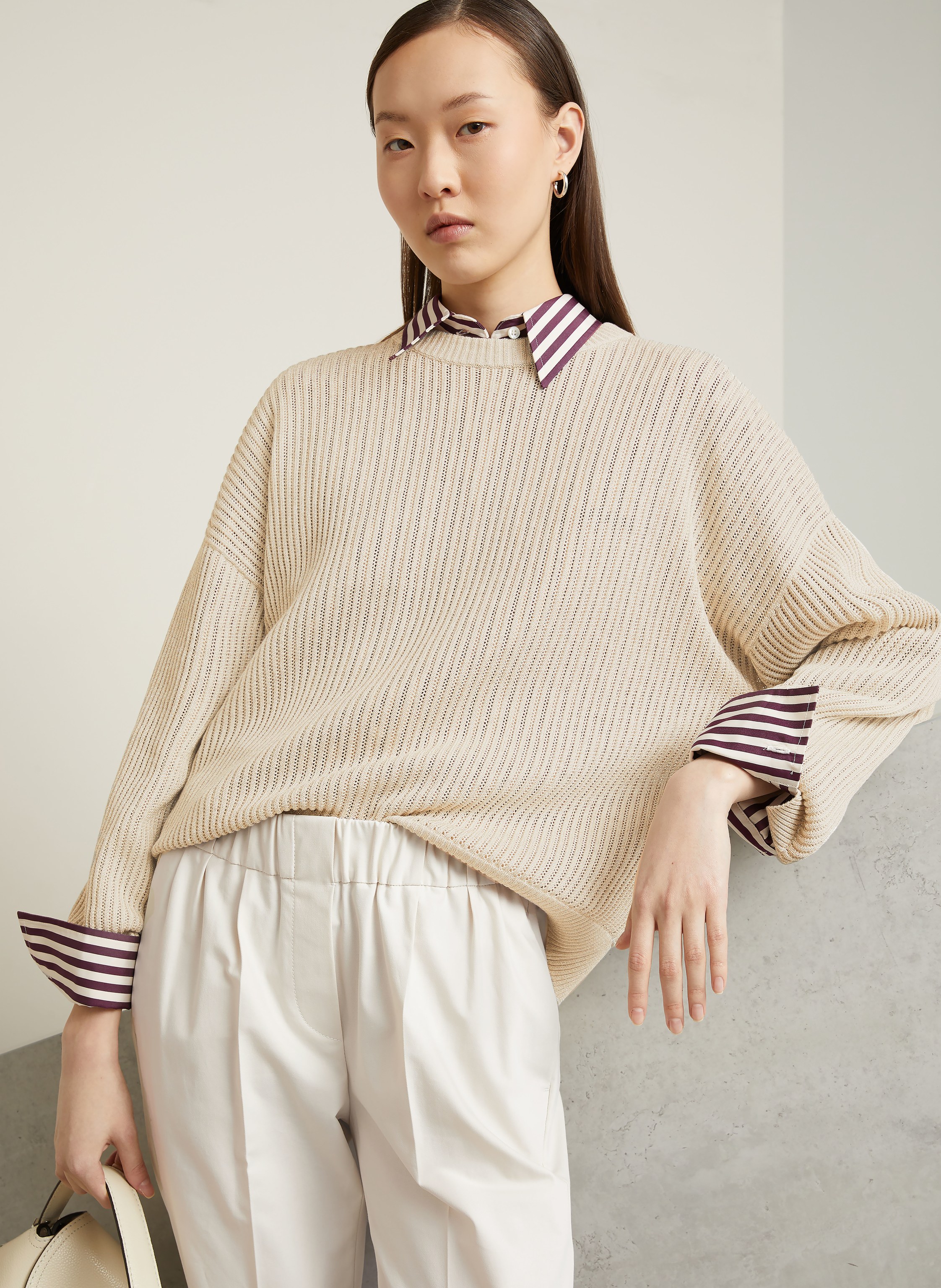 Thumbnail - Brunello Cucinelli Pullover Mit Glitzergarn beige