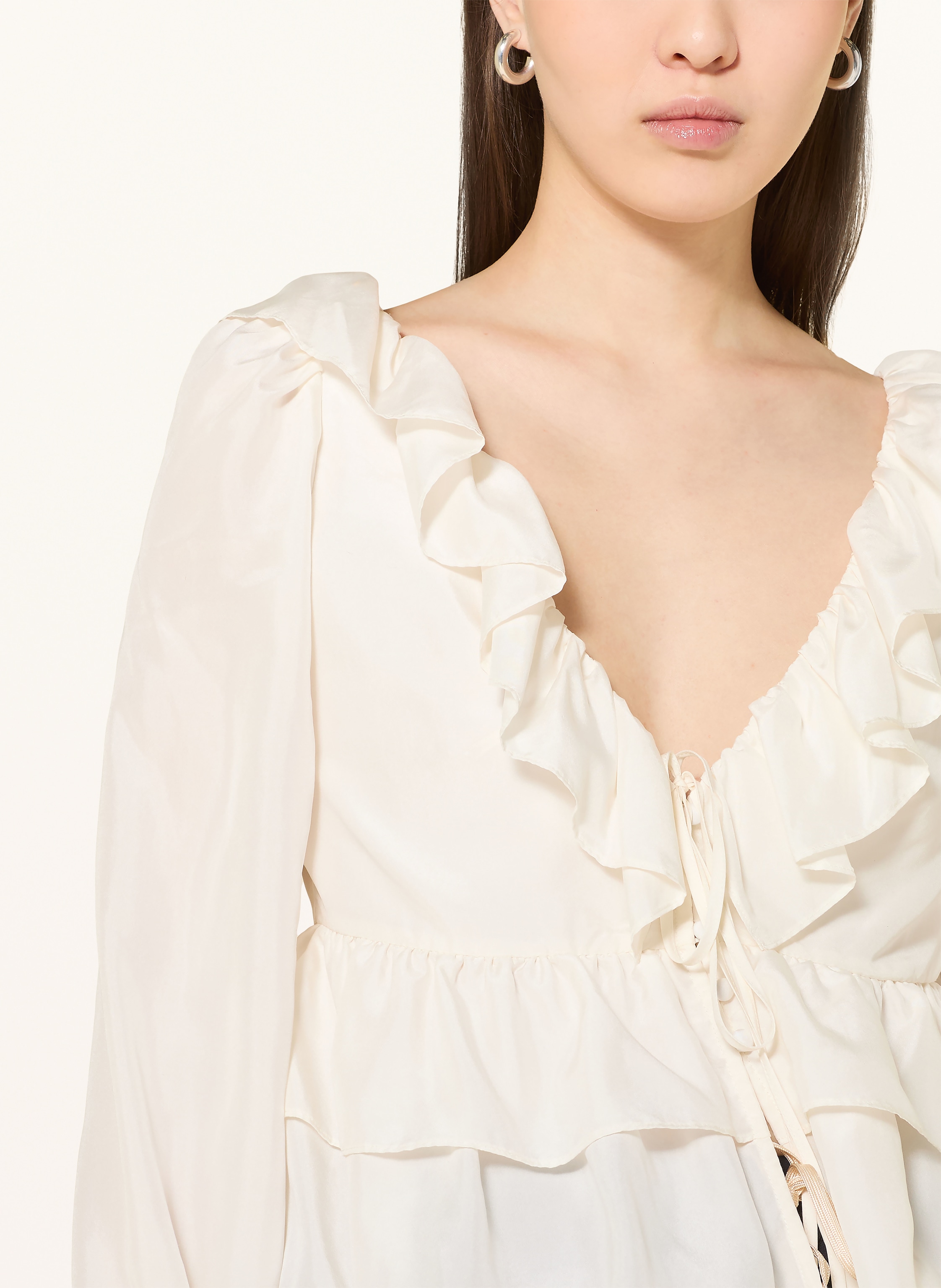 Thumbnail - Dorothee Schumacher Seidenbluse Playful Volumes Mit Volants weiss