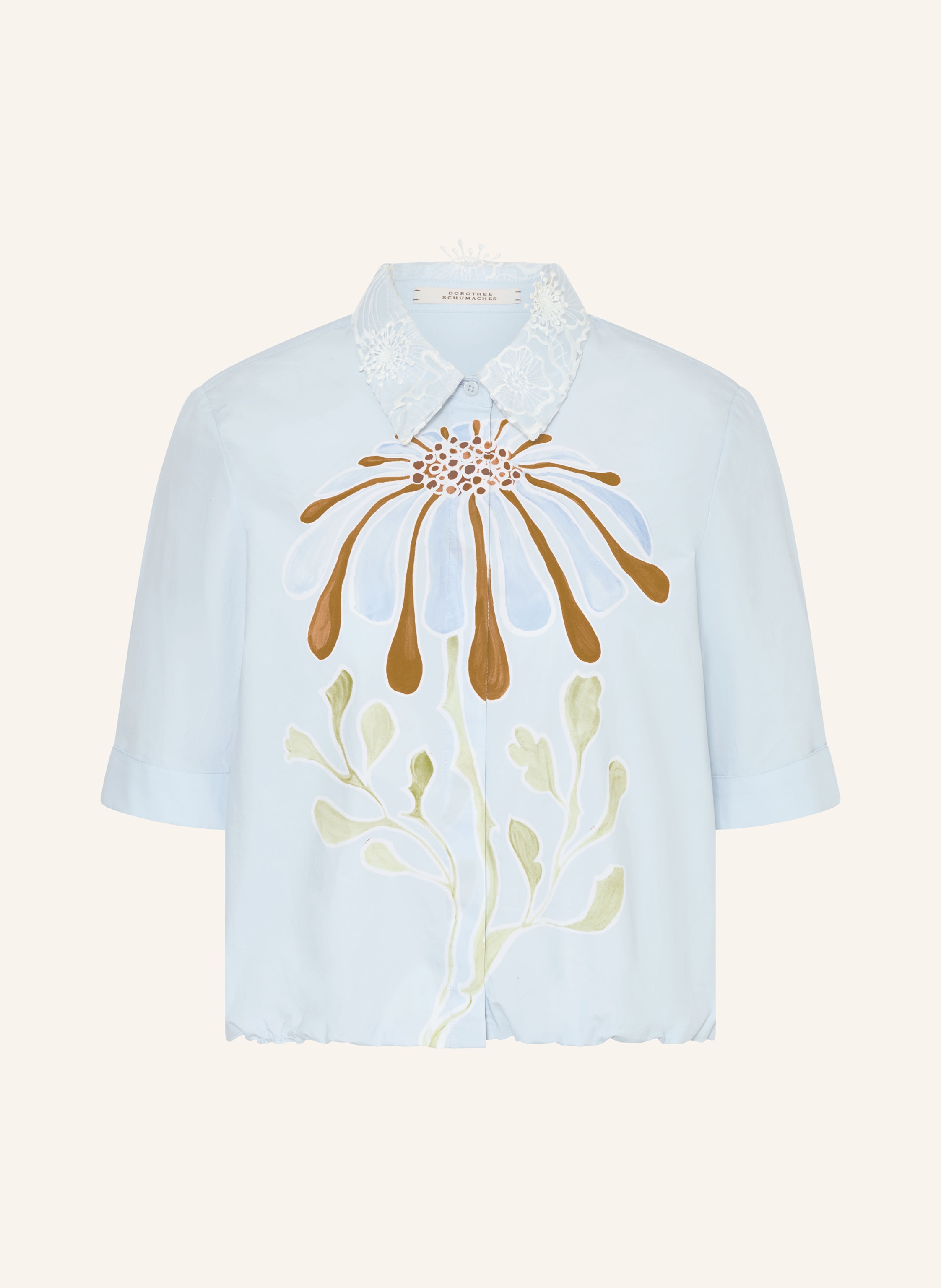 Chemisier Dorothee Schumacher 100% Soie - Taille 4 - Imprimé Floral Blanc Et Marron - Occasion Bon état
