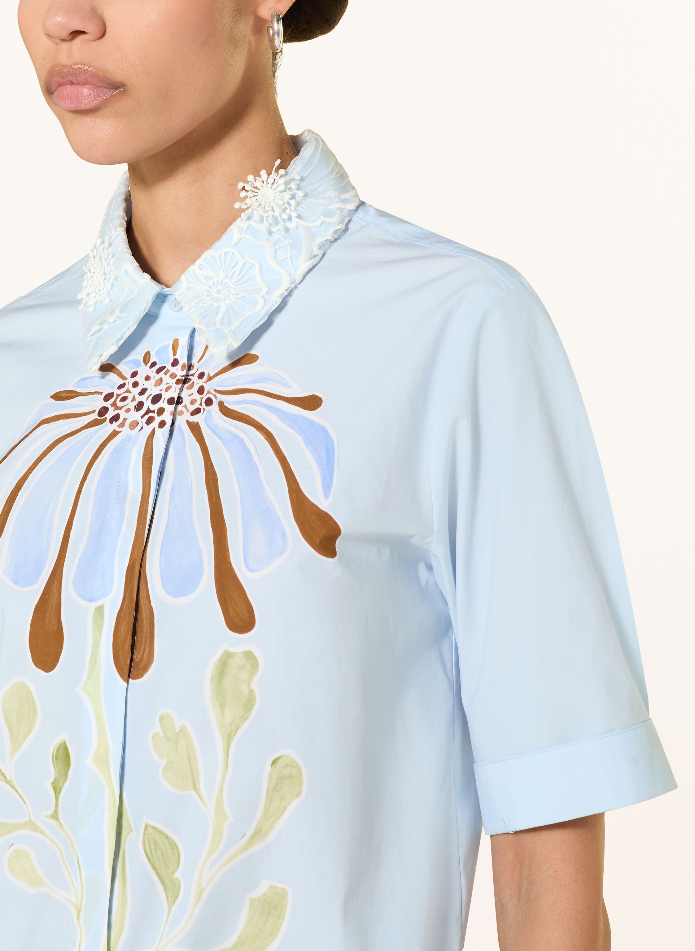 Thumbnail - Dorothee Schumacher Hemdbluse Floral Power Mit Spitze blau