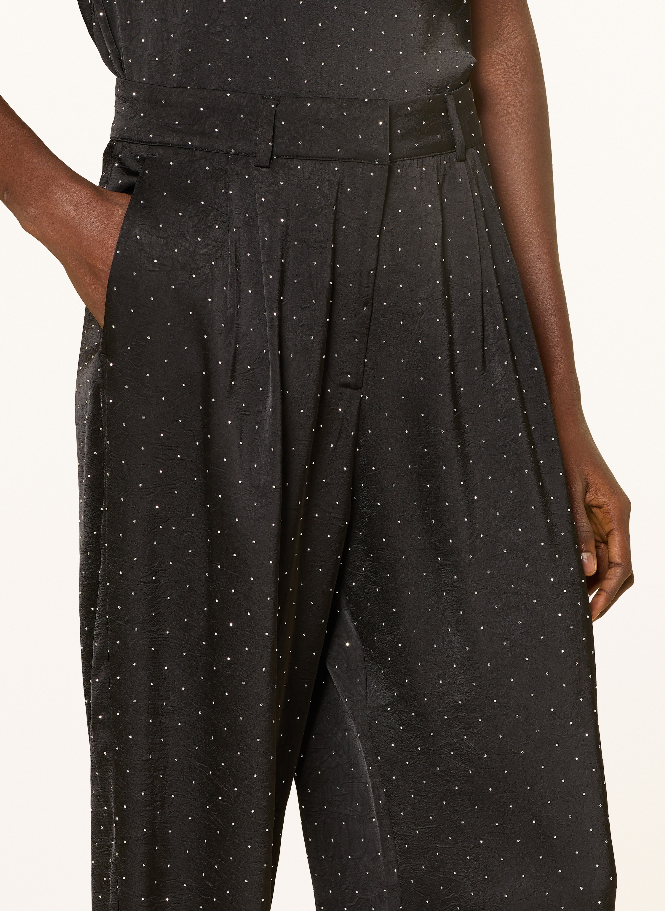 Thumbnail - Ba&Sh Marlenehose Deloy Mit Schmucksteinen schwarz