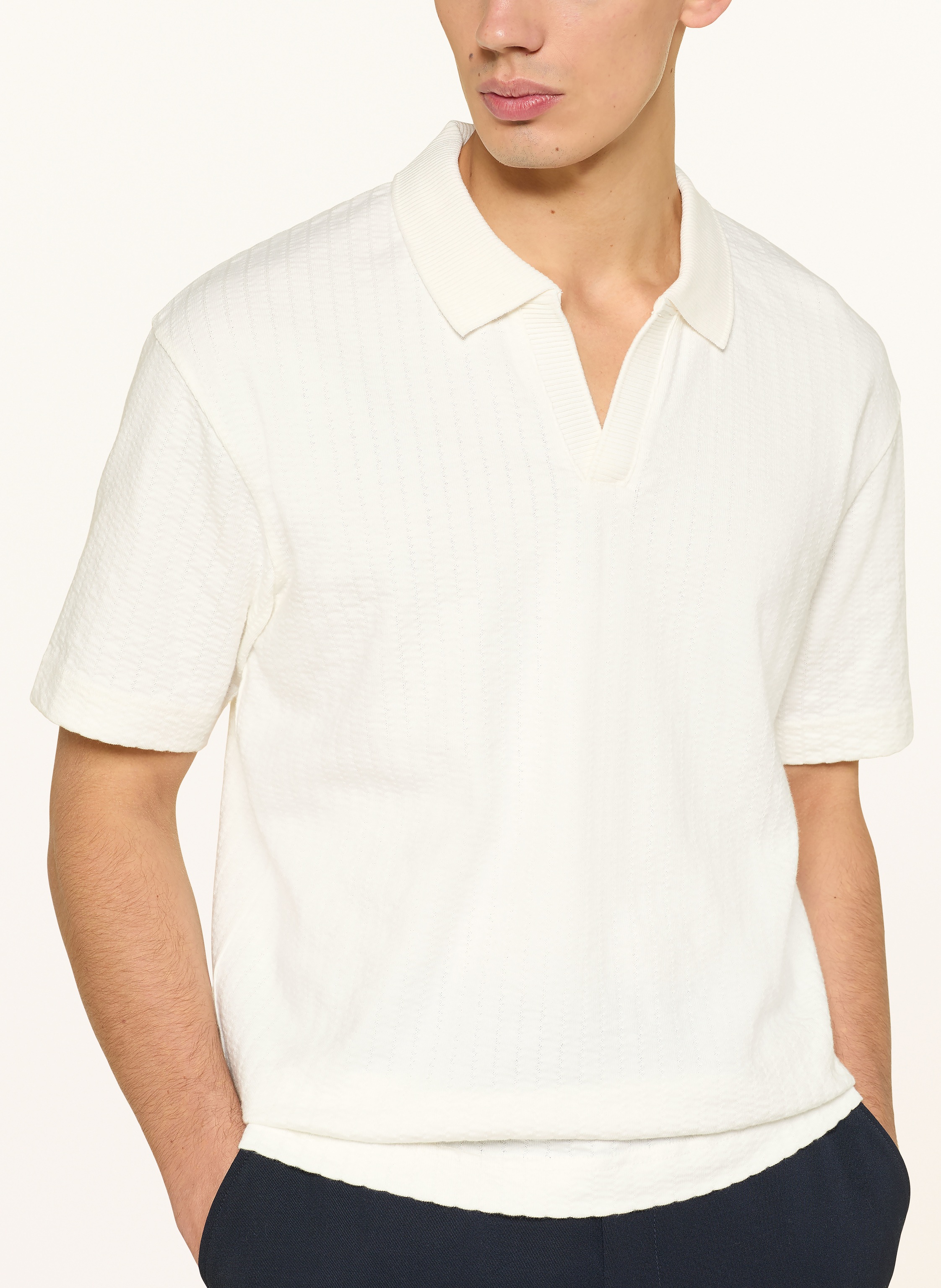 Thumbnail - Marc O'polo Strick-Poloshirt Relaxed Fit weiss