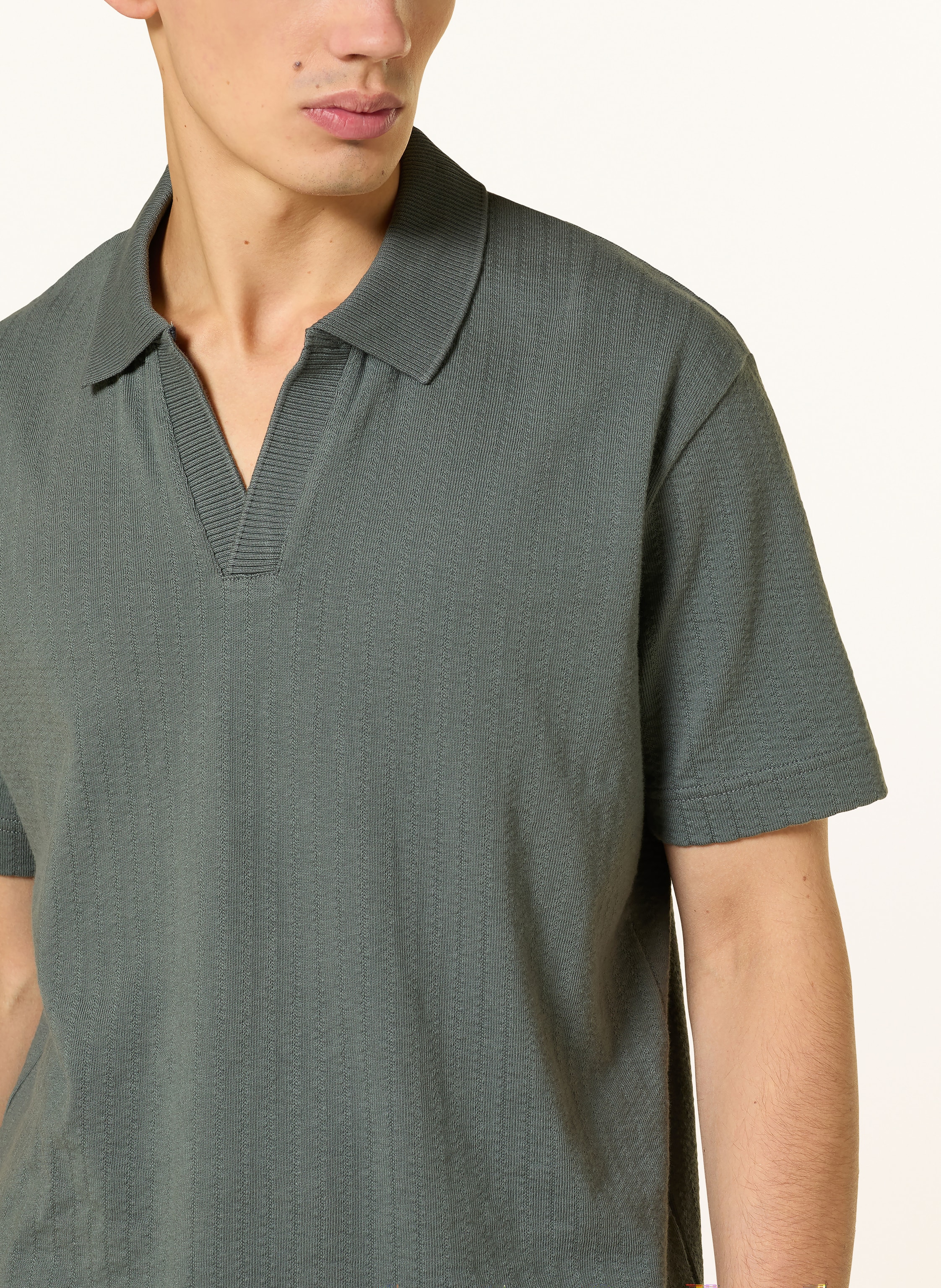 Thumbnail - Marc O'polo Strick-Poloshirt Relaxed Fit grau