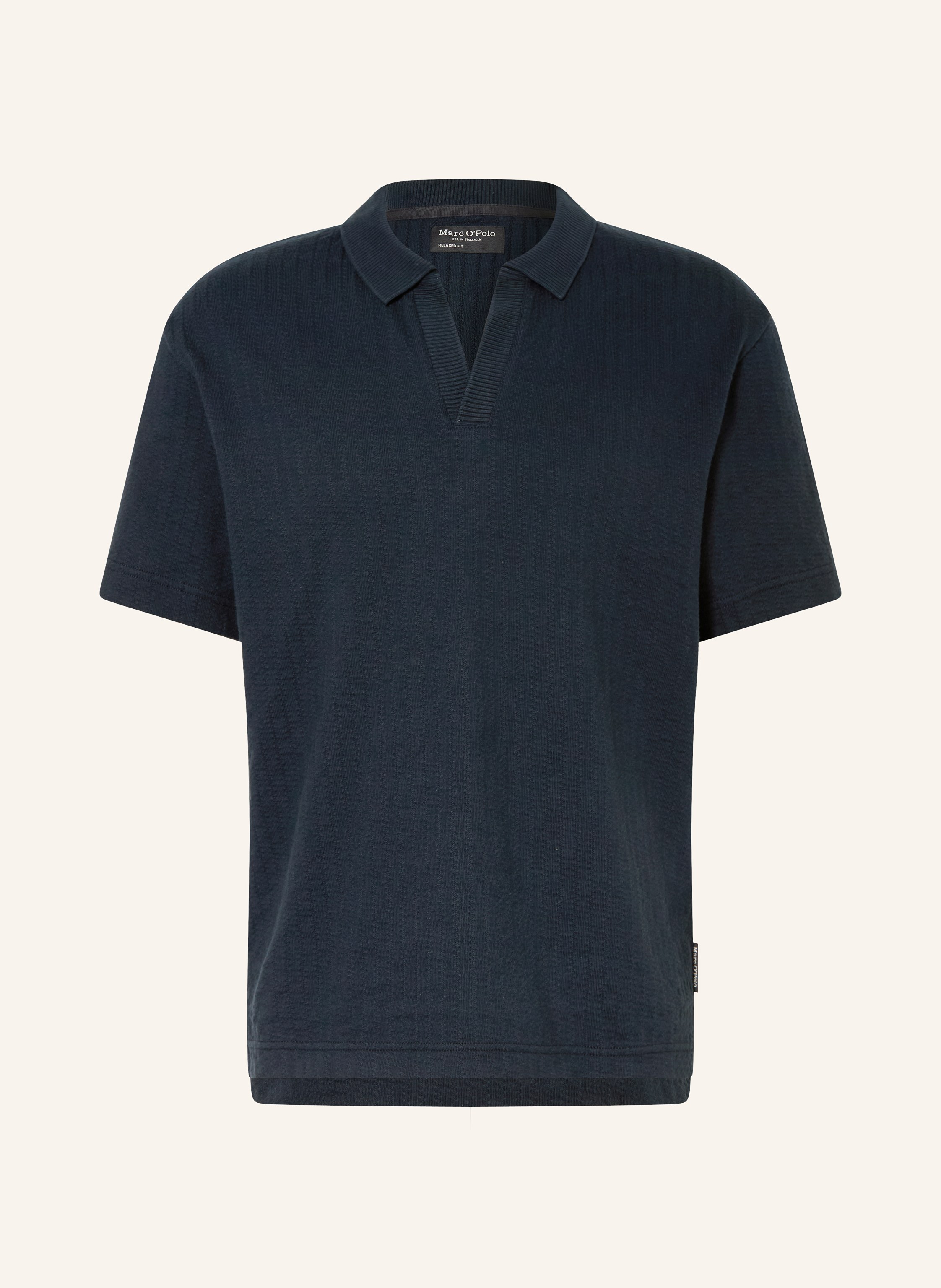 Marc O'polo Strick-Poloshirt Relaxed Fit blau