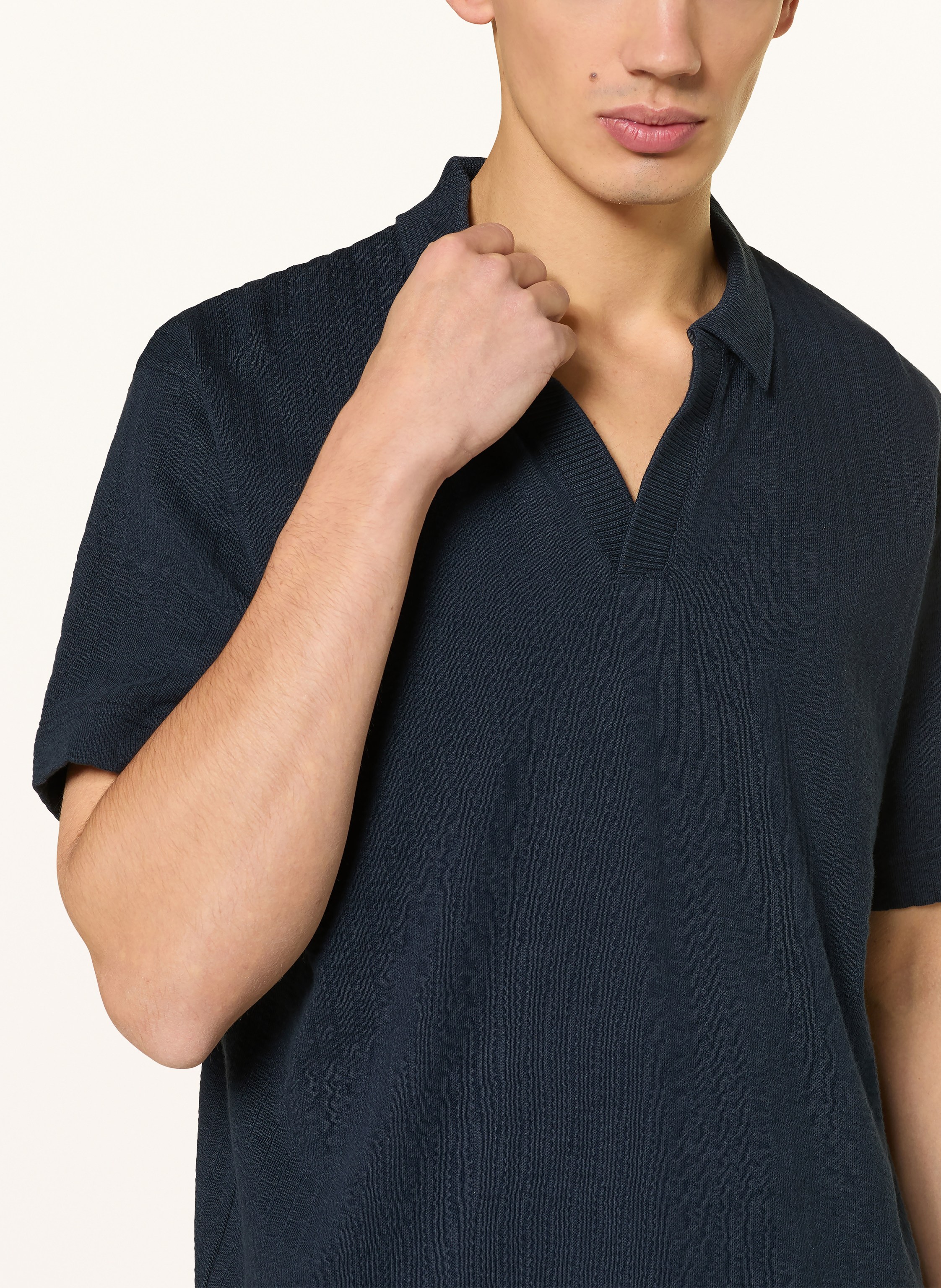 Thumbnail - Marc O'polo Strick-Poloshirt Relaxed Fit blau
