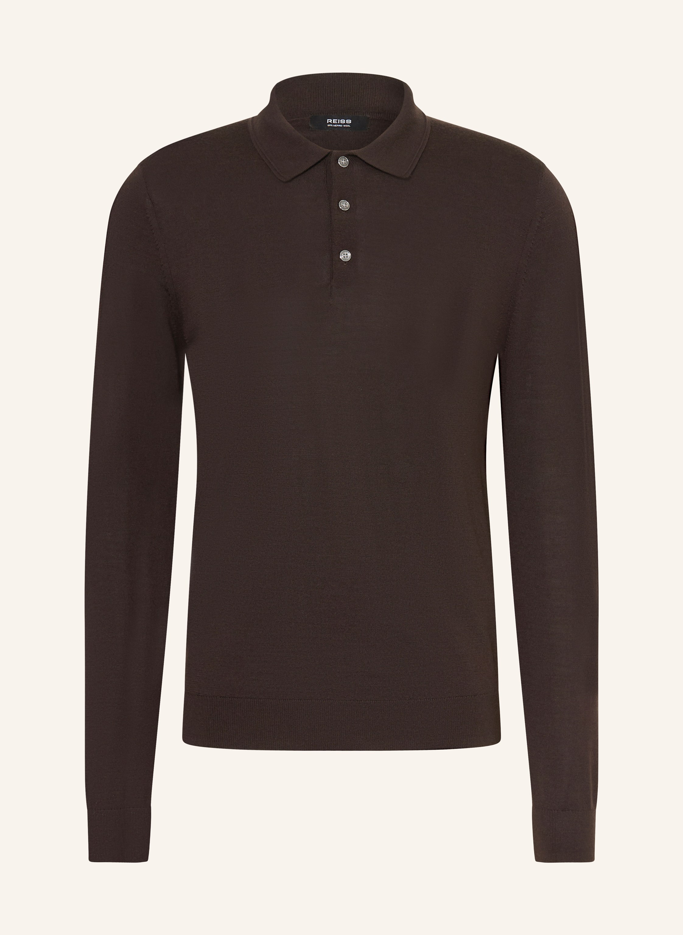 Reiss Strick-Poloshirt Trafford Aus Merinowolle braun