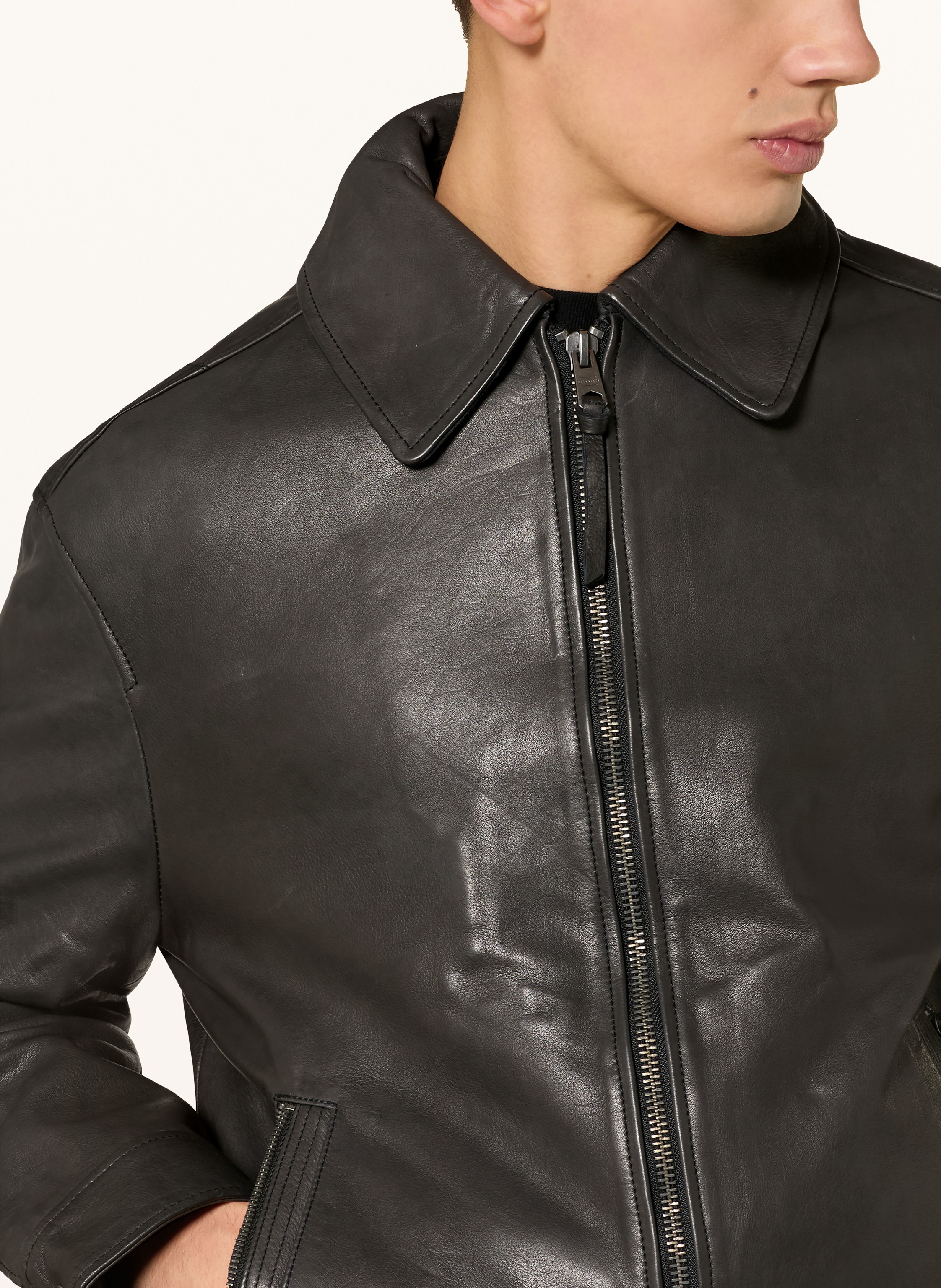 Thumbnail - Allsaints Lederjacke Garrison schwarz