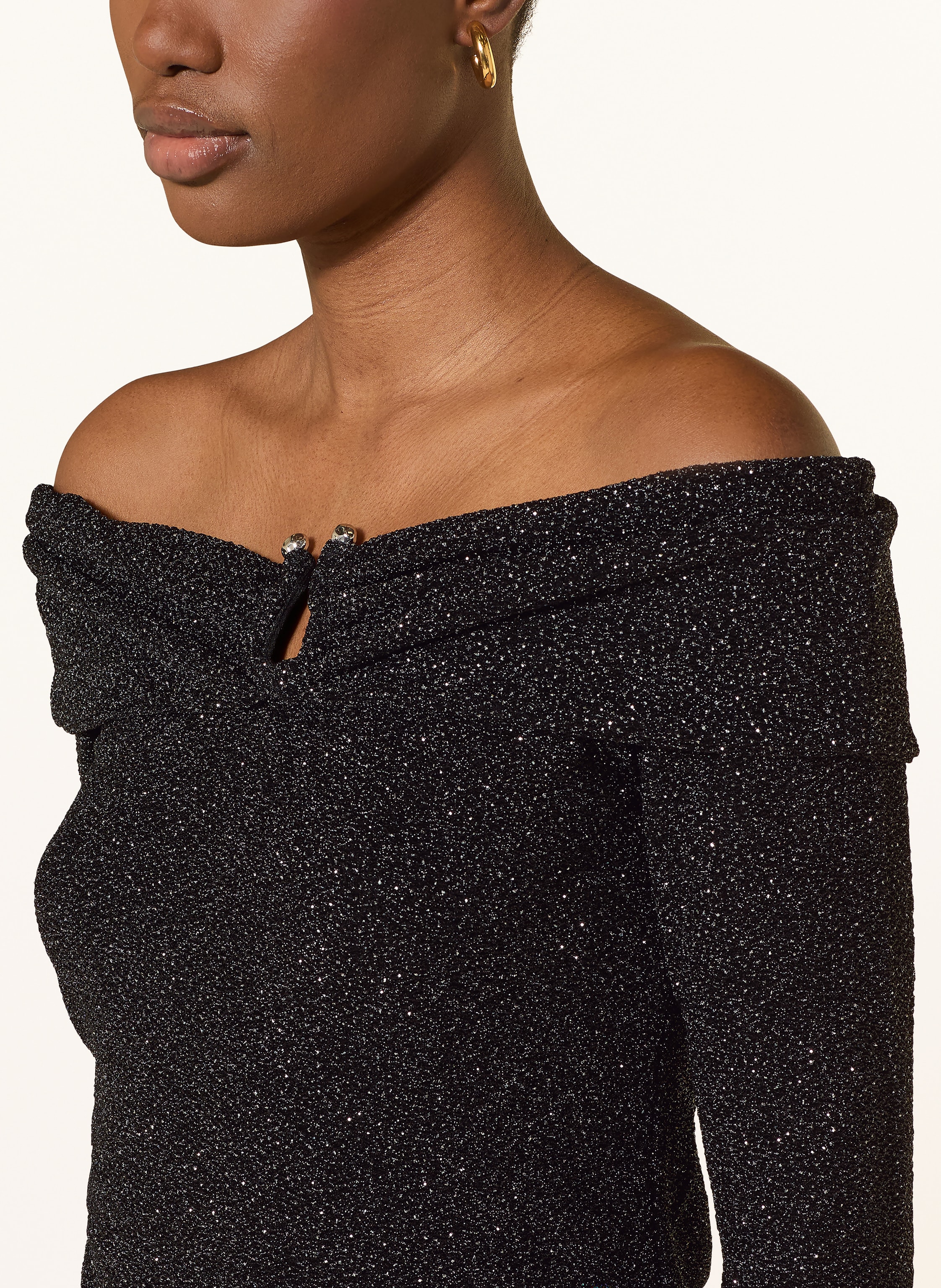 Thumbnail - Ba&Sh Off-Shoulder-Shirt Bai Mit Glitzergarn schwarz