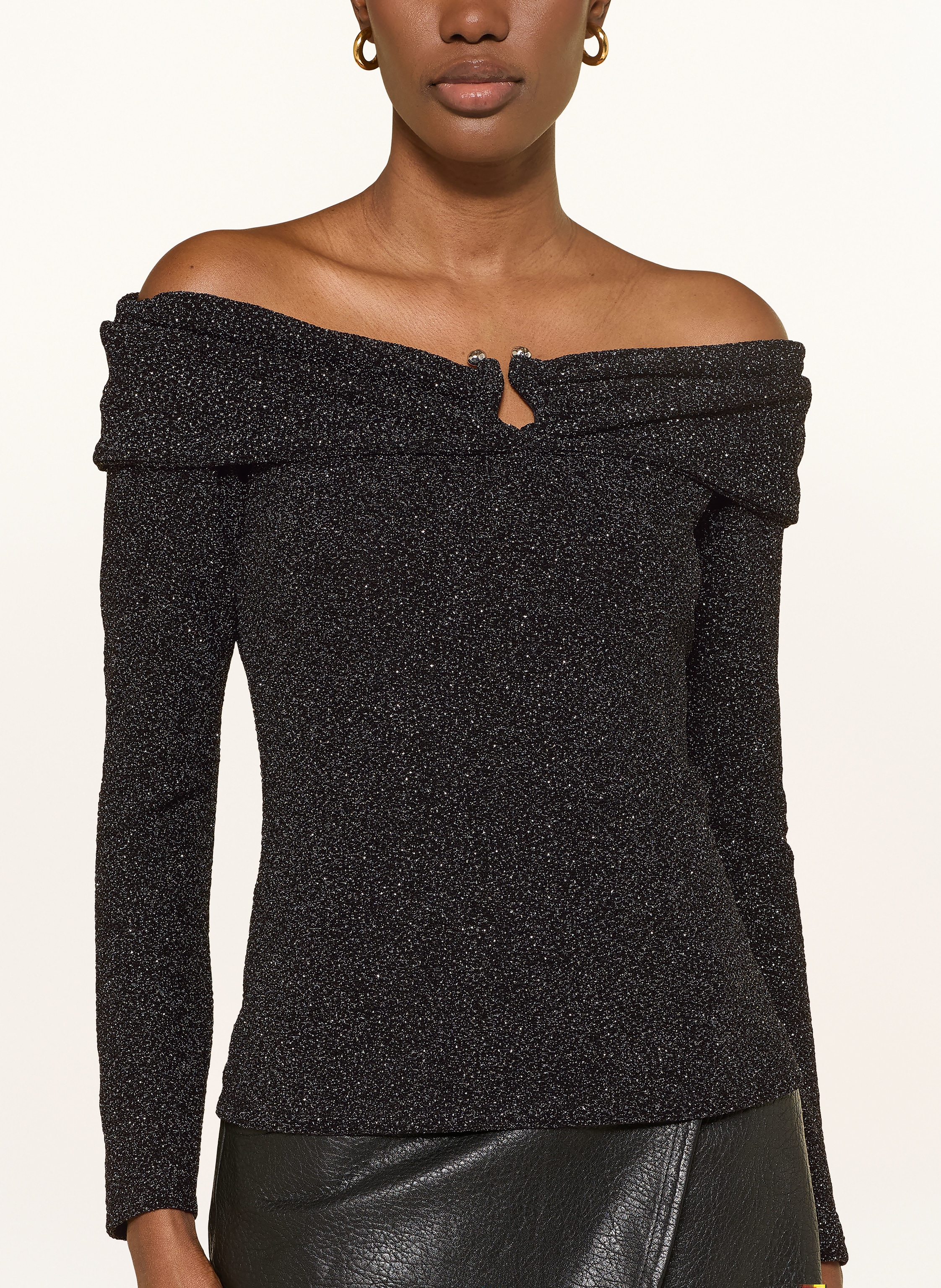 Thumbnail - Ba&Sh Off-Shoulder-Shirt Bai Mit Glitzergarn schwarz