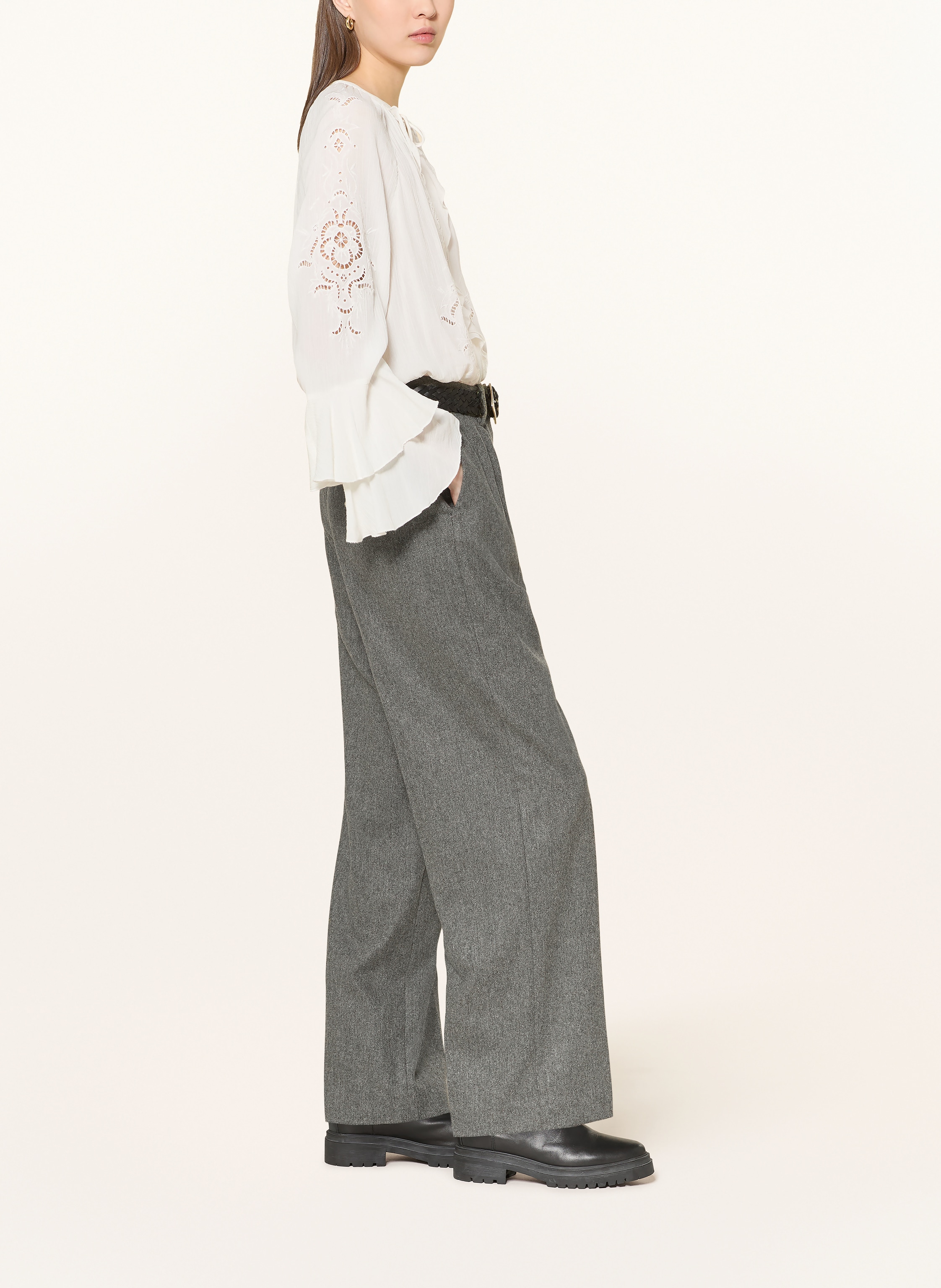 Thumbnail - Ba&Sh Marlenehose Wani Aus Flanell grau