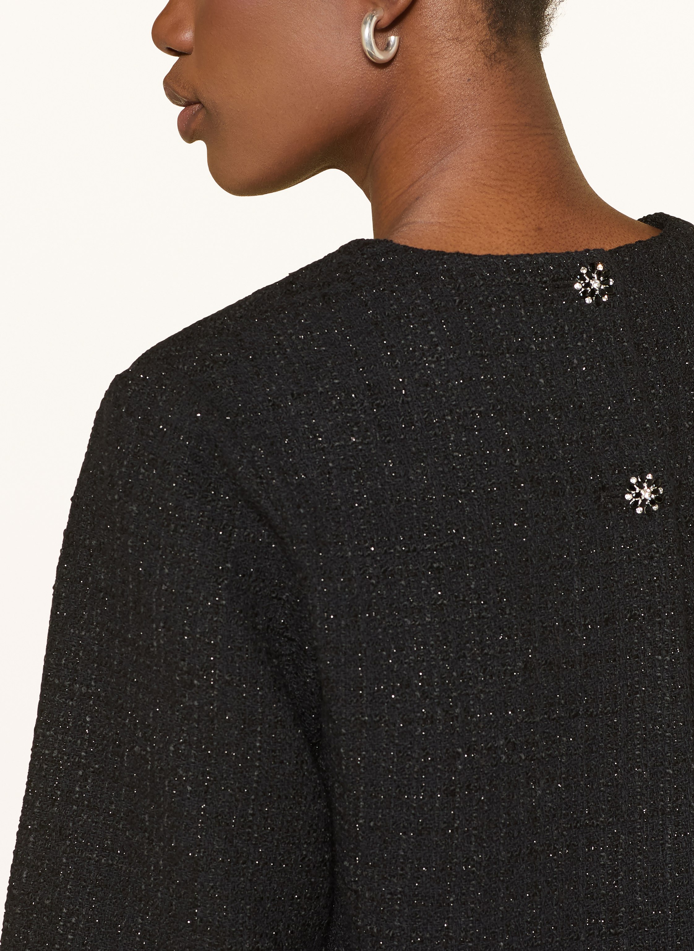 Thumbnail - Maje Set: Tweed-Kleid Und Tweed-Jacke Mit Glitzergarn Und Schmucksteinen schwarz