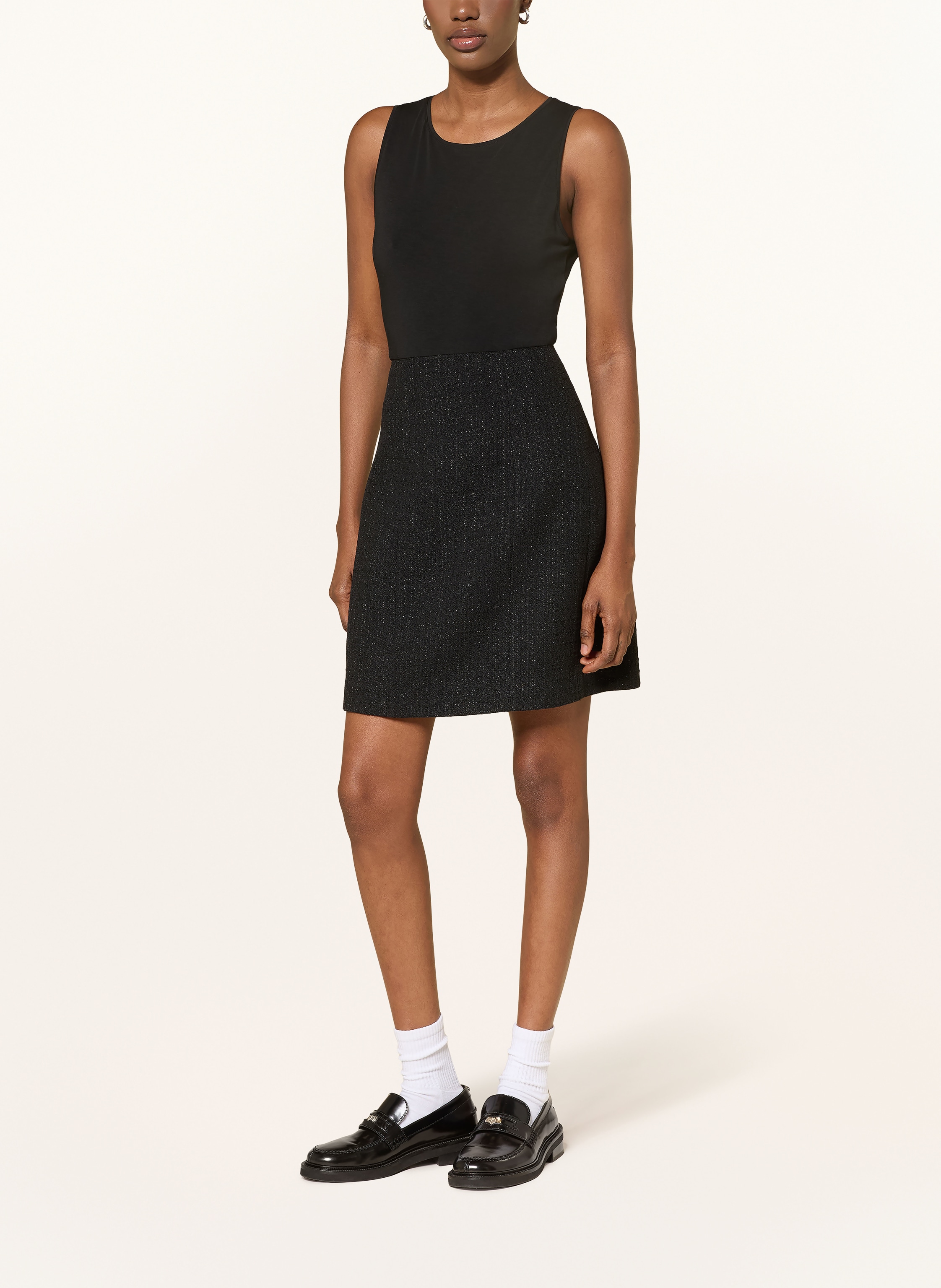 Thumbnail - Maje Set: Tweed-Kleid Und Tweed-Jacke Mit Glitzergarn Und Schmucksteinen schwarz