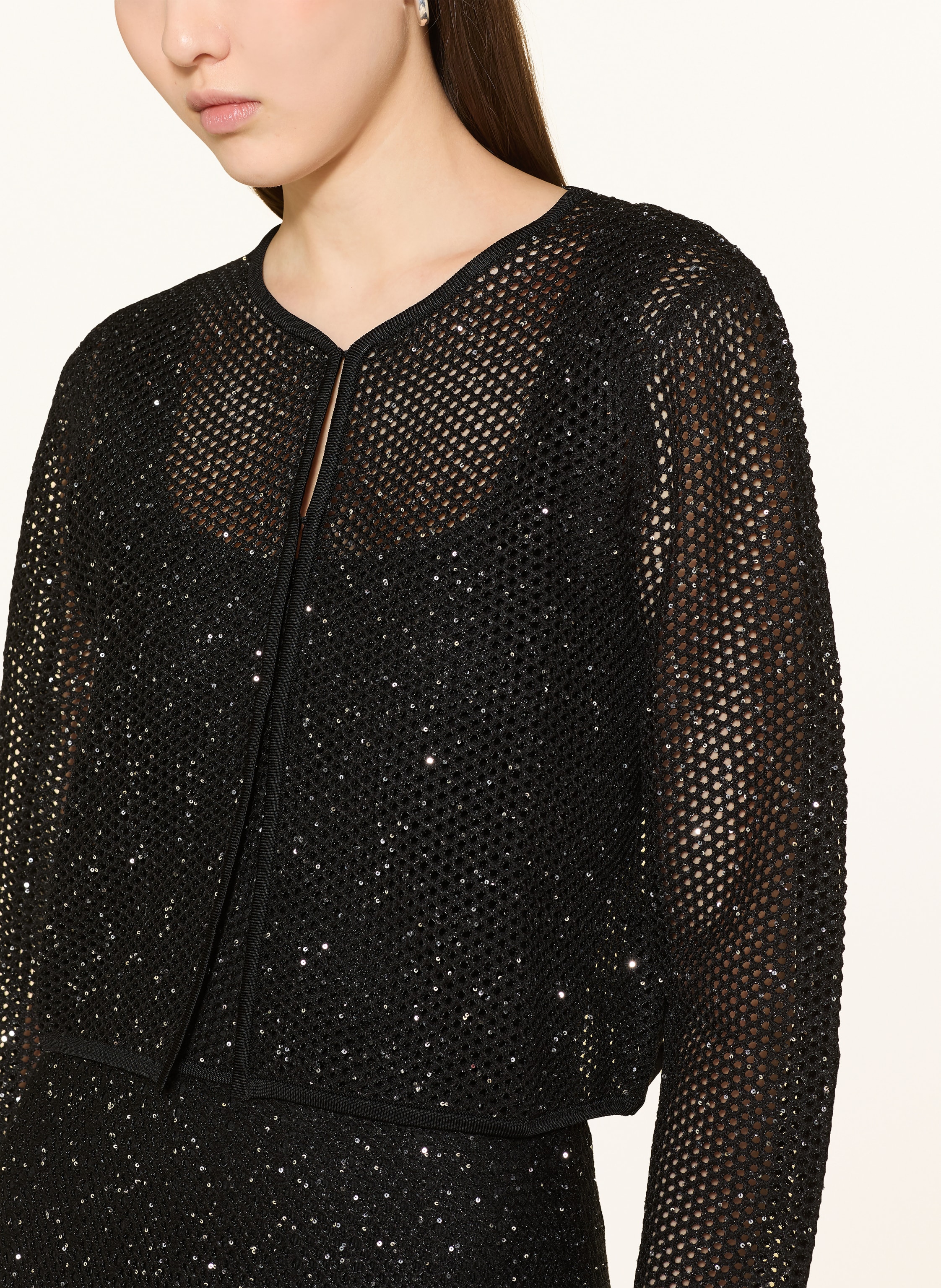 Thumbnail - Maje Strickjacke Mit Glitzergarn Und Pailletten schwarz