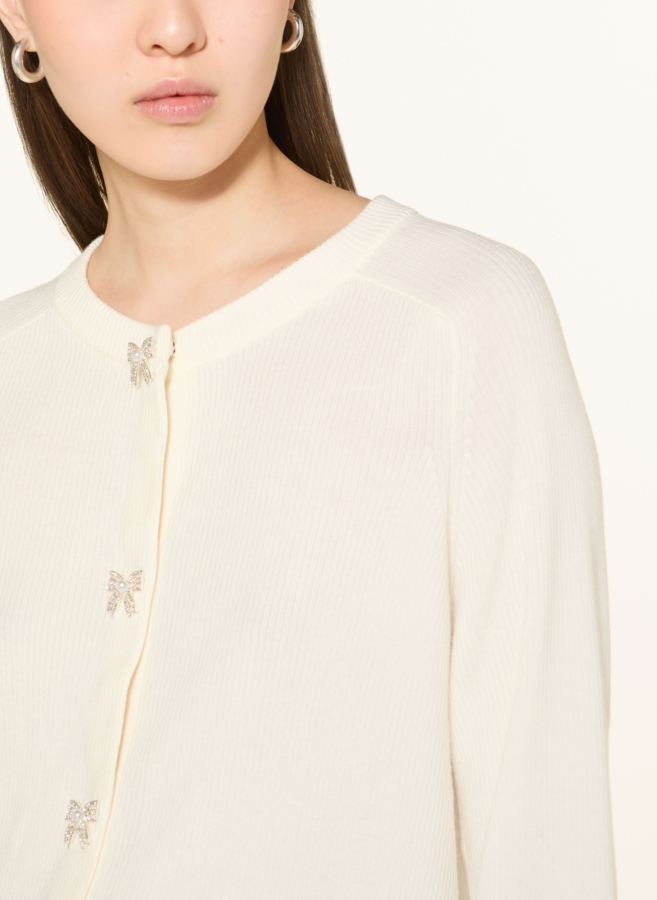 Thumbnail - Maje Strickjacke Mit Schmucksteinen weiss