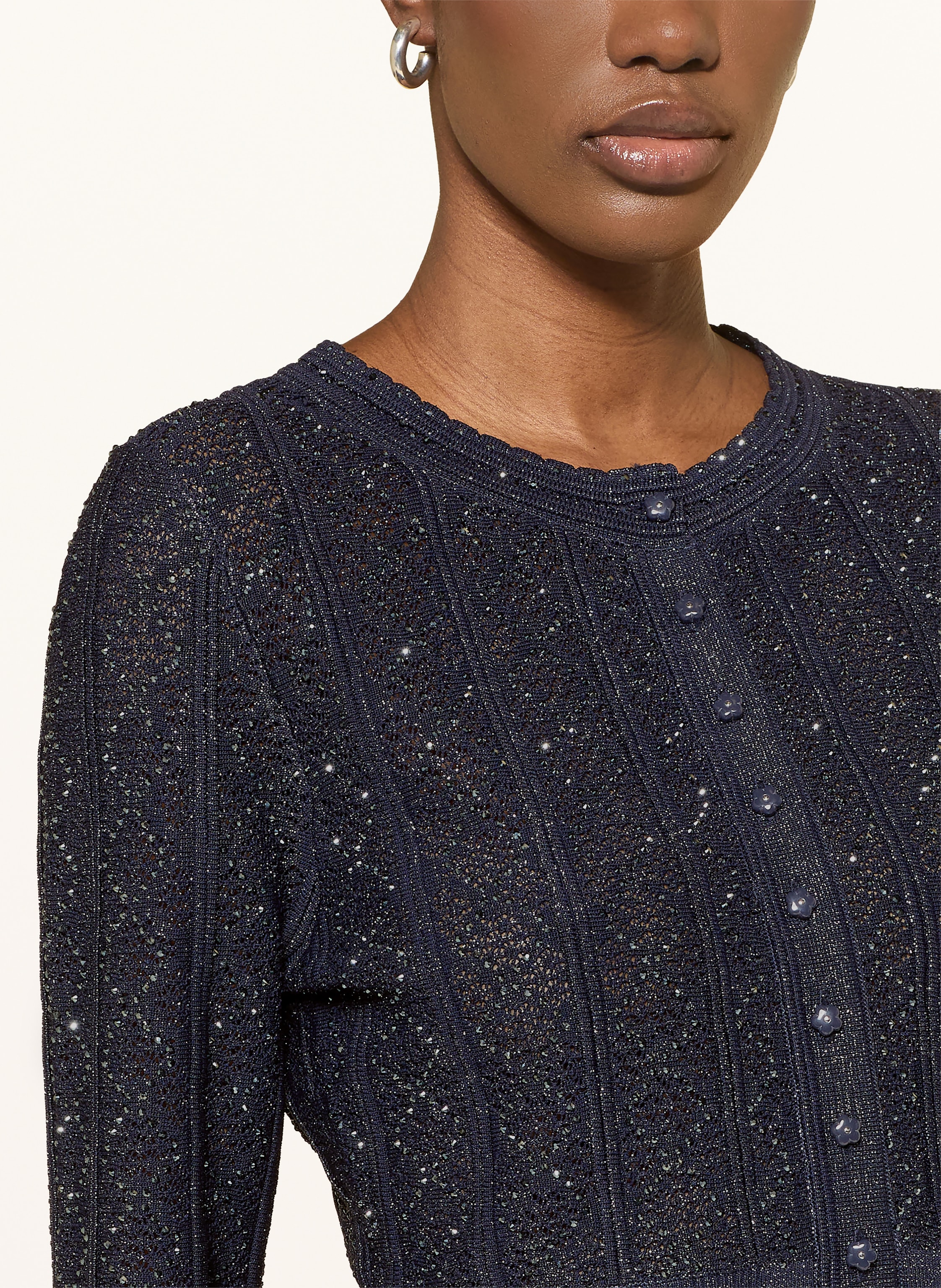 Thumbnail - Sandro Strickjacke Mit 3/4-Arm Und Schmucksteinen blau