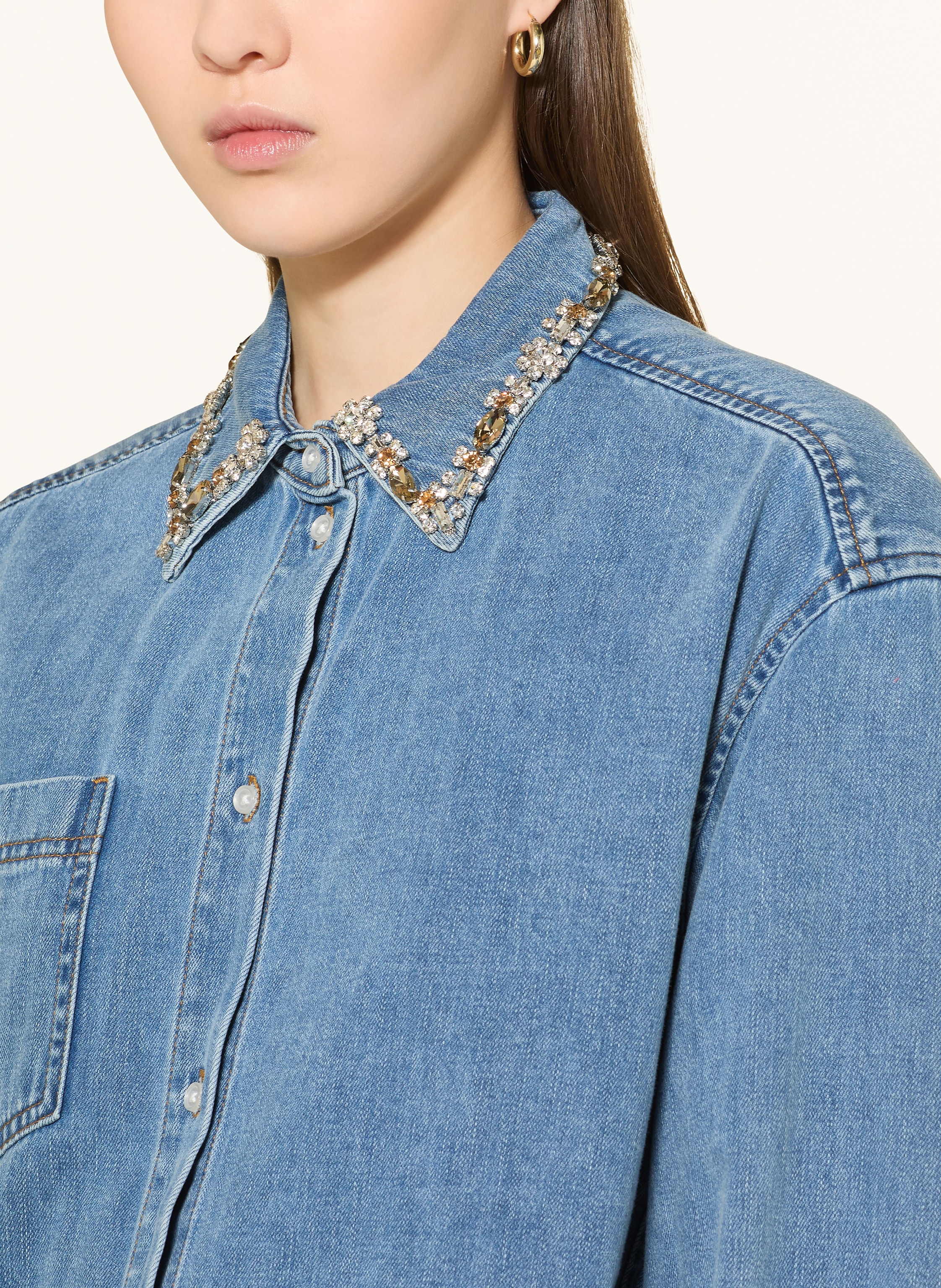 Thumbnail - Sandro Jeansbluse Mit Schmucksteinen blau