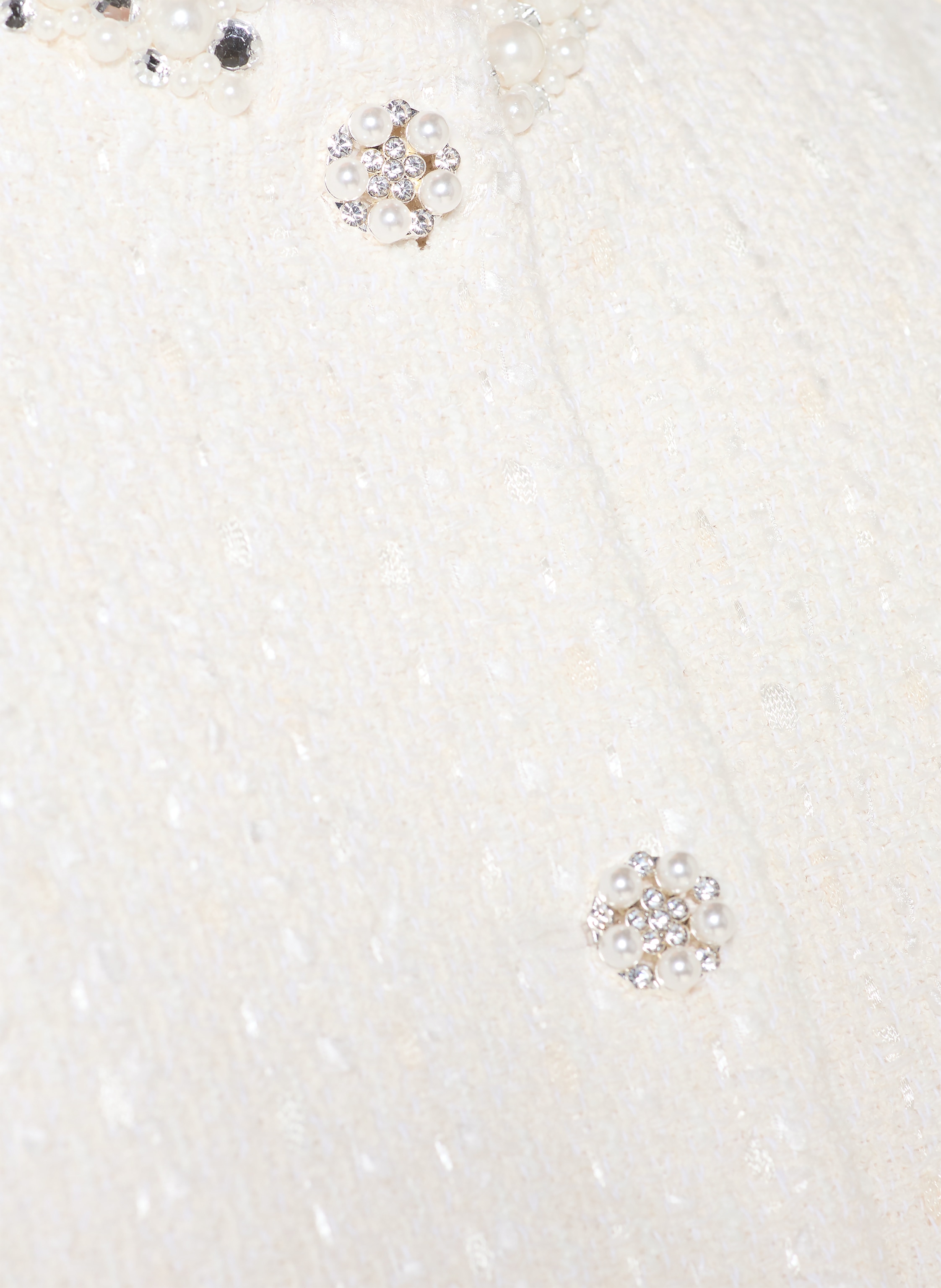 Thumbnail - Maje Kastenjacke Aus Bouclé Mit Schmucksteinen weiss