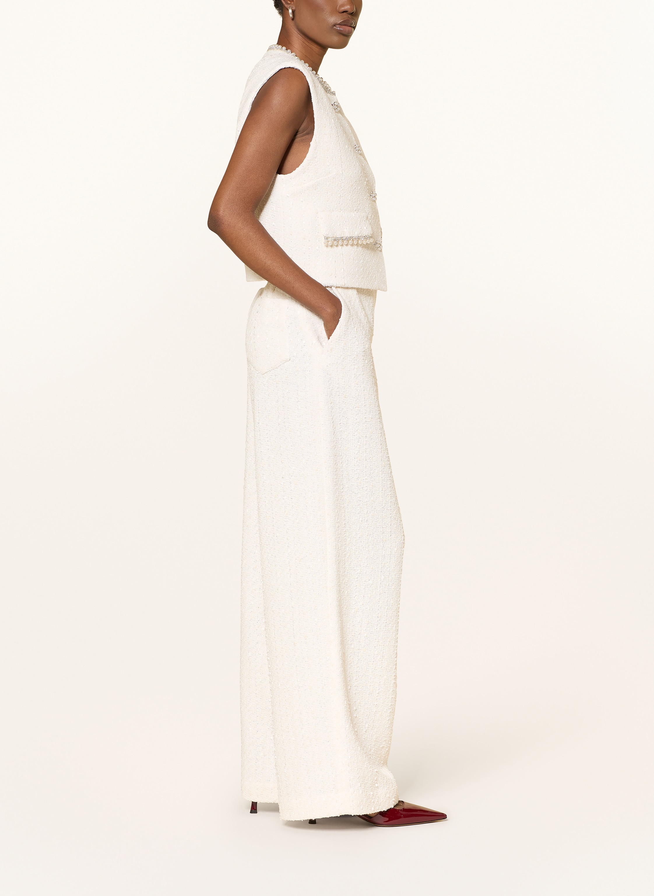 Thumbnail - Maje Marlenehose Aus Tweed weiss