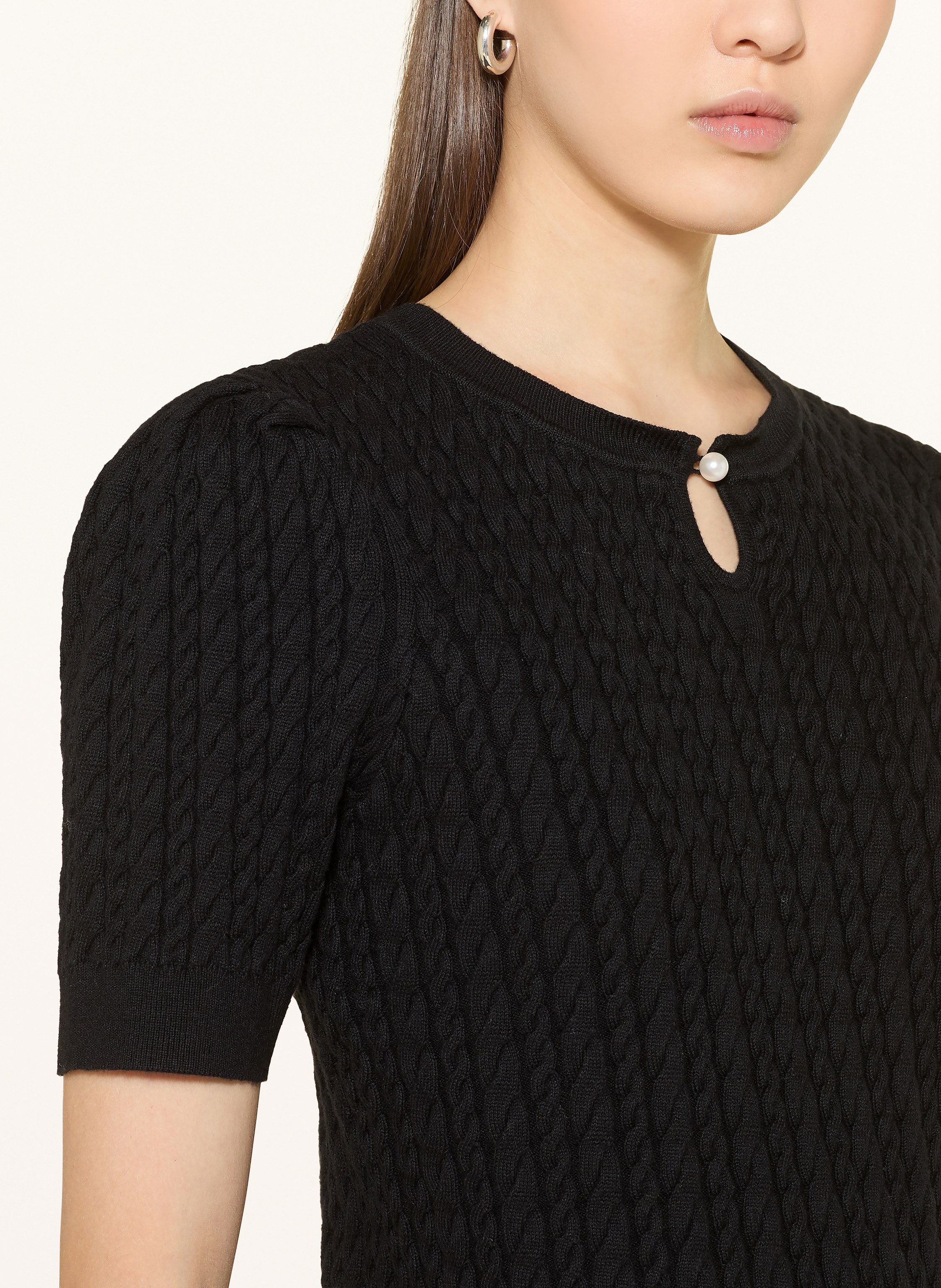 Thumbnail - Sandro Strickshirt Mit Abnehmbarem Kragen Und Schmuckperlen schwarz
