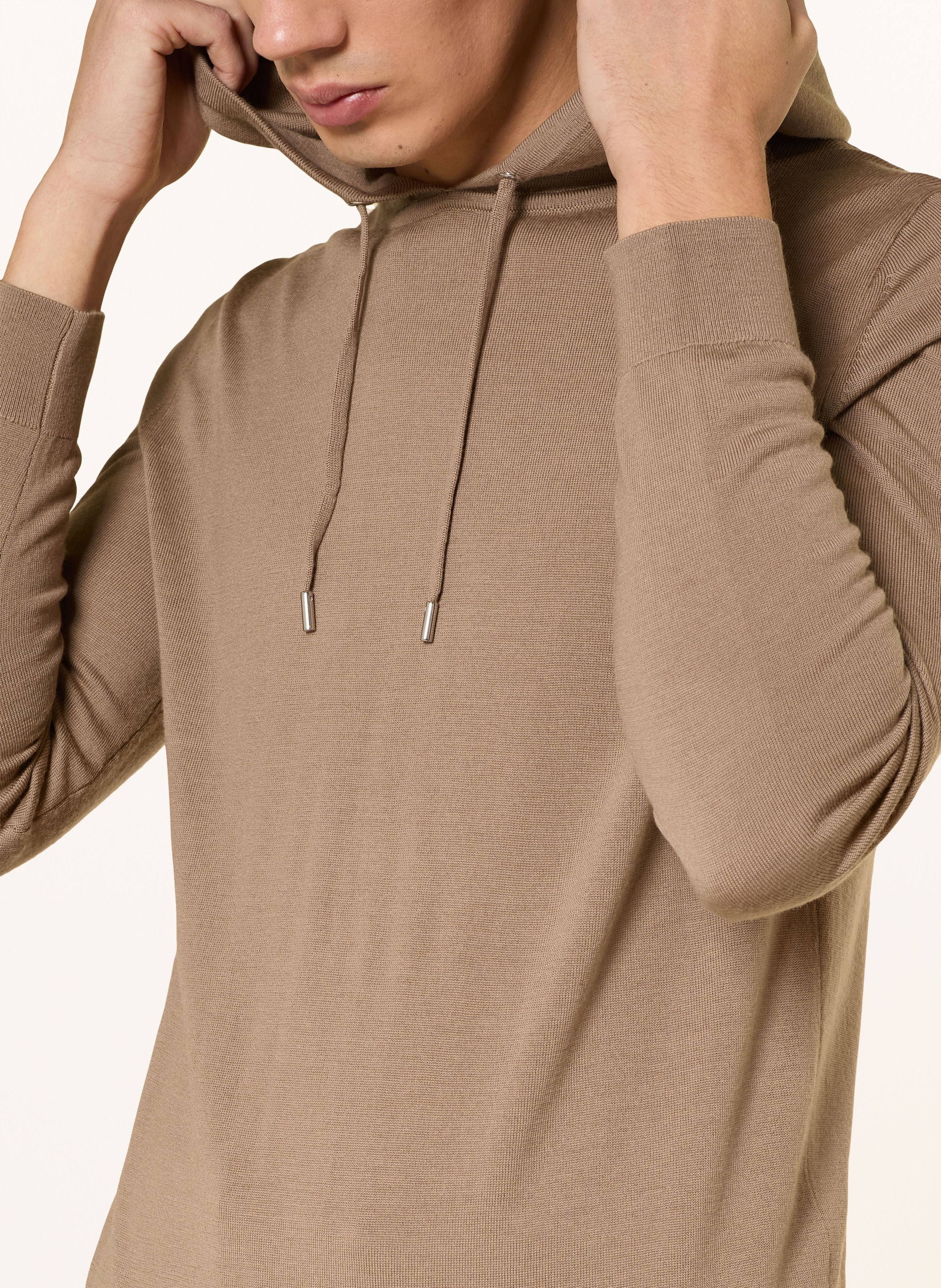 Thumbnail - Reiss Strick-Hoodie Holland Aus Merinowolle braun