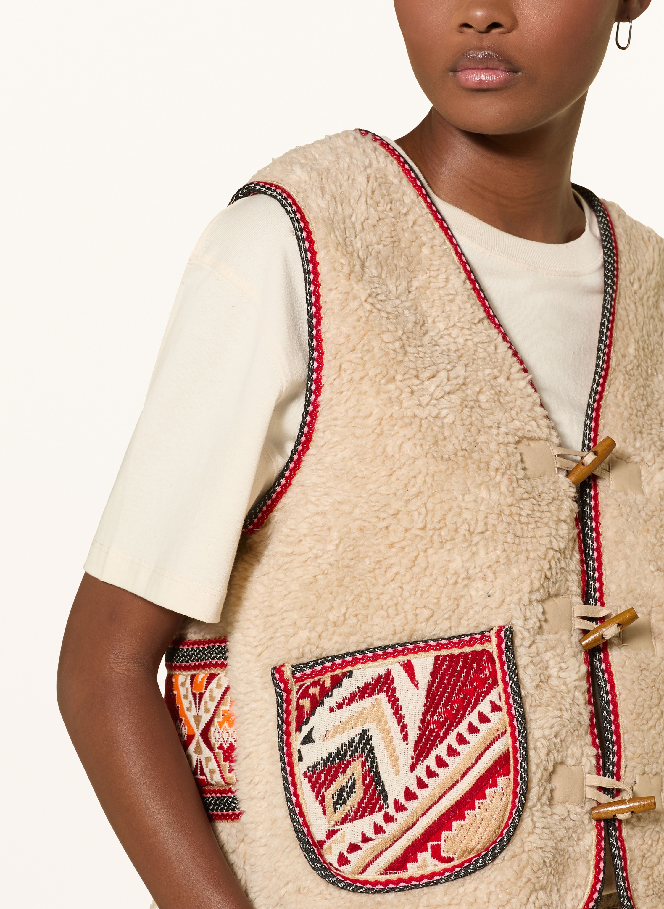 Thumbnail - Lollys Laundry Kunstfell-Weste Hugoll rot