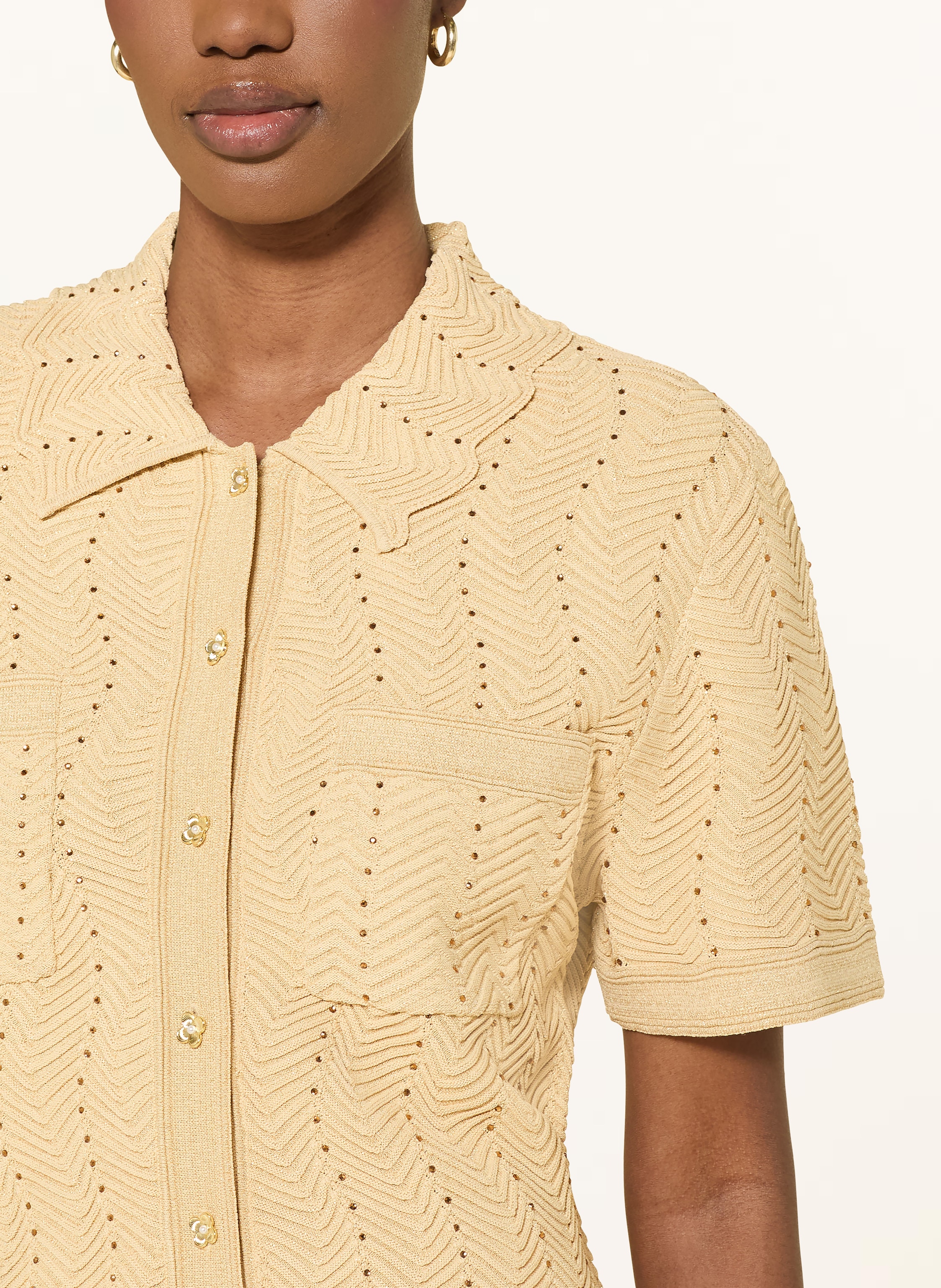 Thumbnail - Sandro Strickbluse Mit Glitzergarn Und Schmucksteinen gold