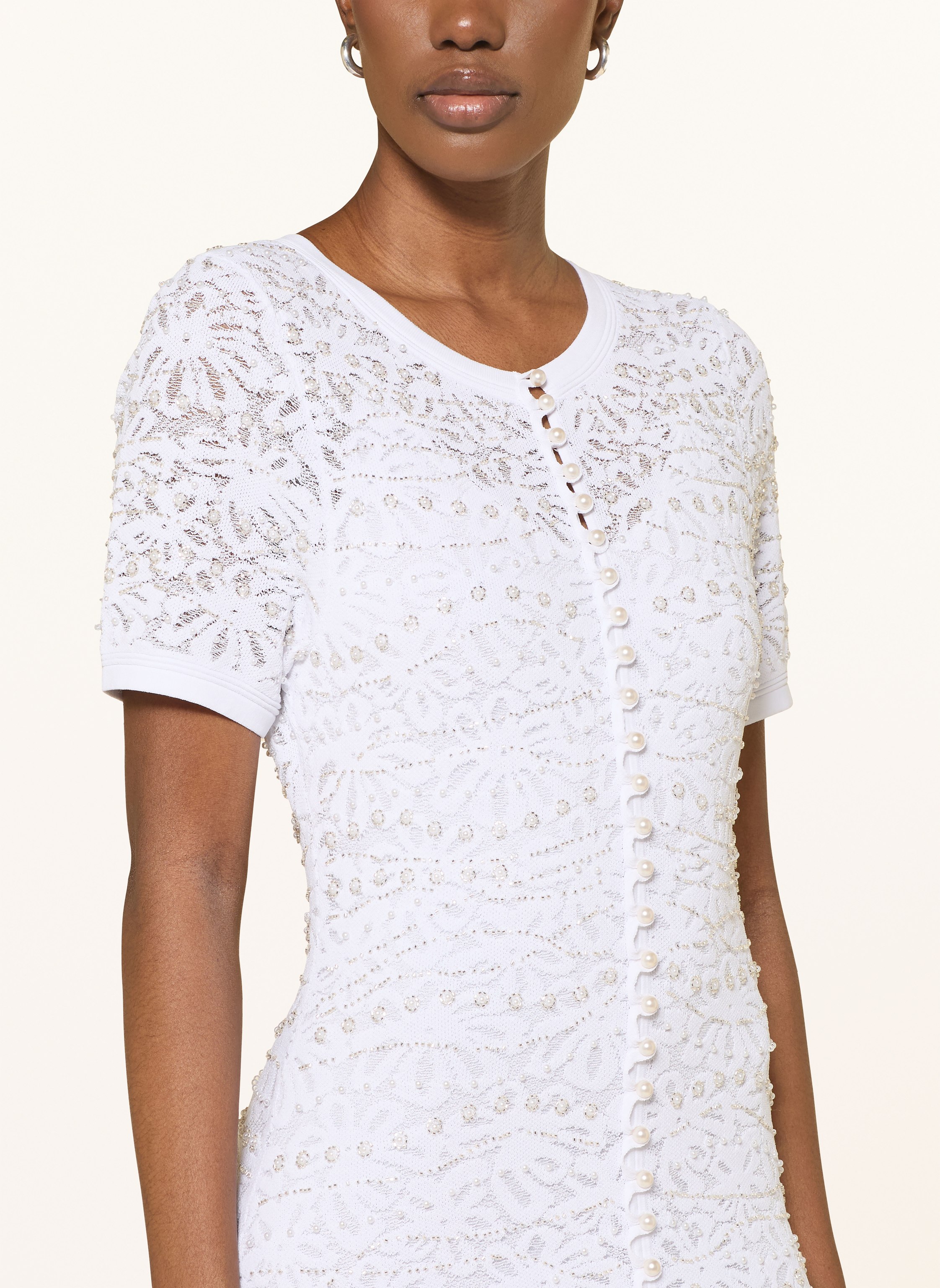 Thumbnail - Sandro Kleid Mit Spitze Und Schmuckperlen weiss