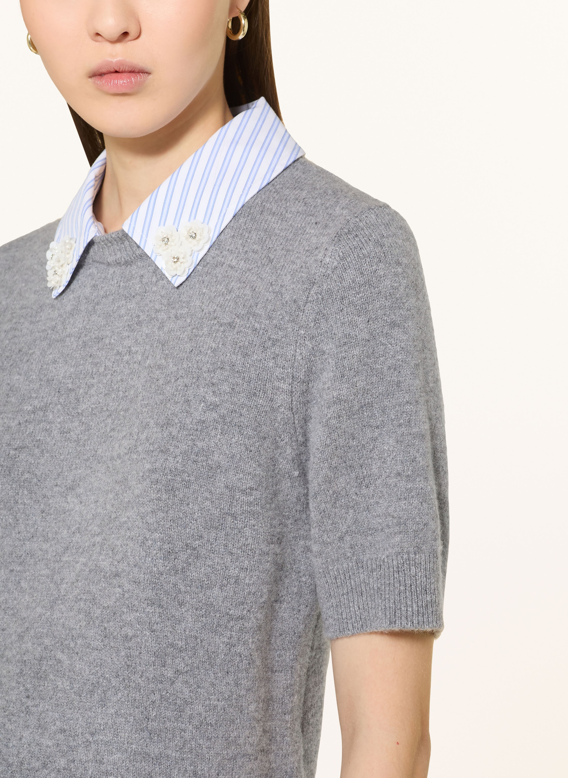 Thumbnail - Sandro Strickshirt Mit Abnehmbarem Kragen grau