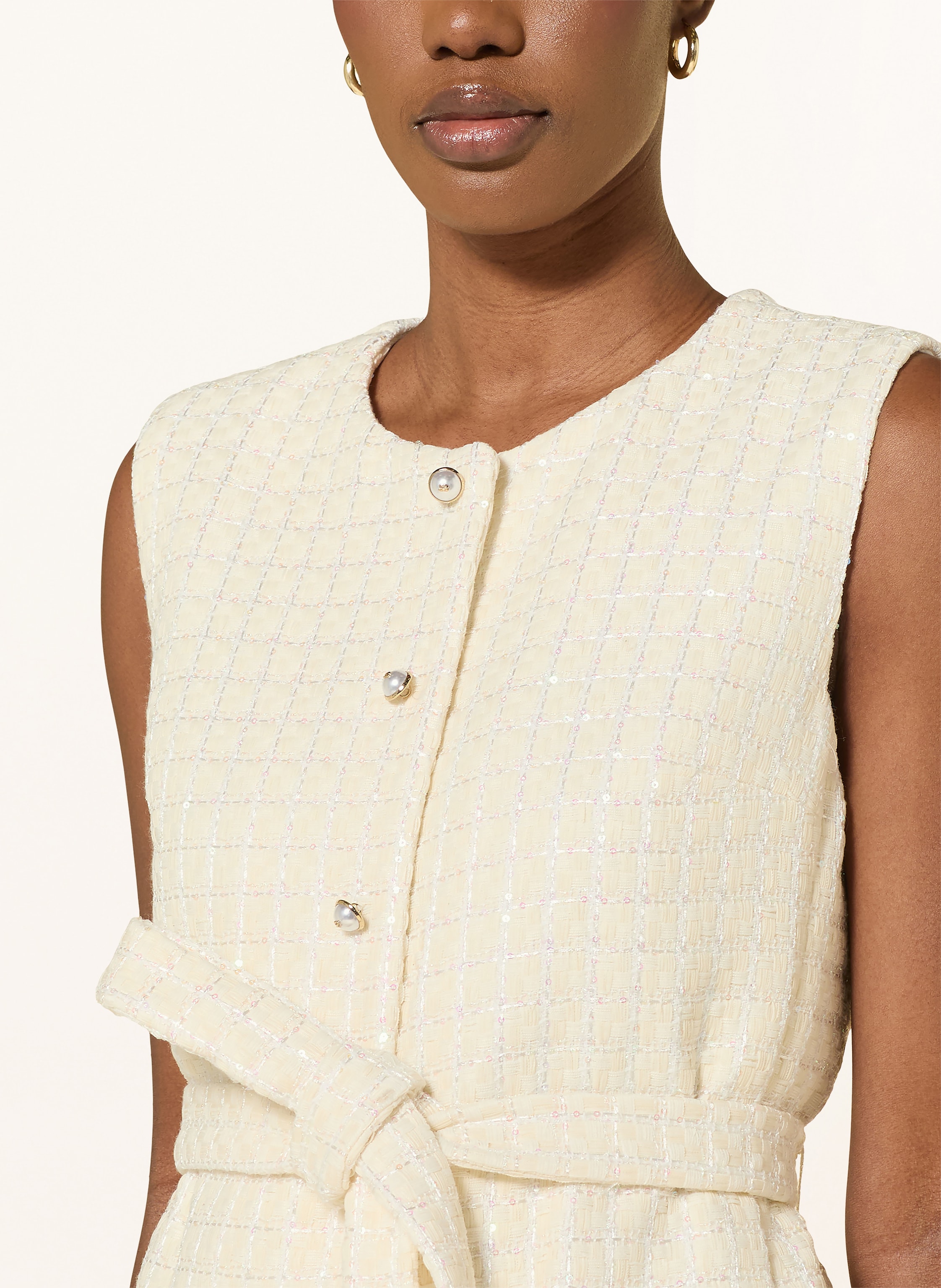 Thumbnail - Sandro Bouclé-Kleid Mit Glitzergarn Und Plissees weiss